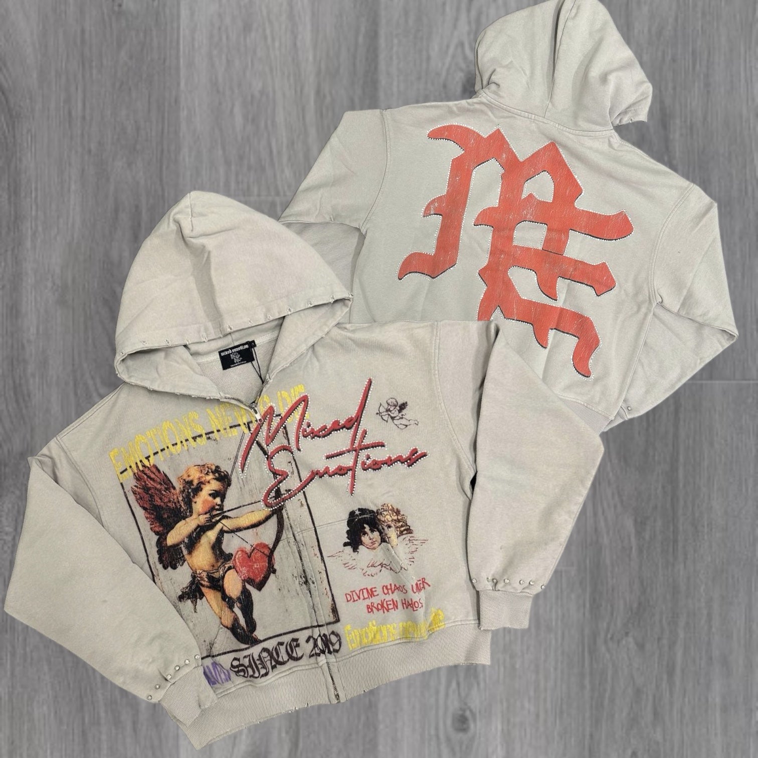 Mixed Emotion - Broken Hao Zip Hoodie - Stone