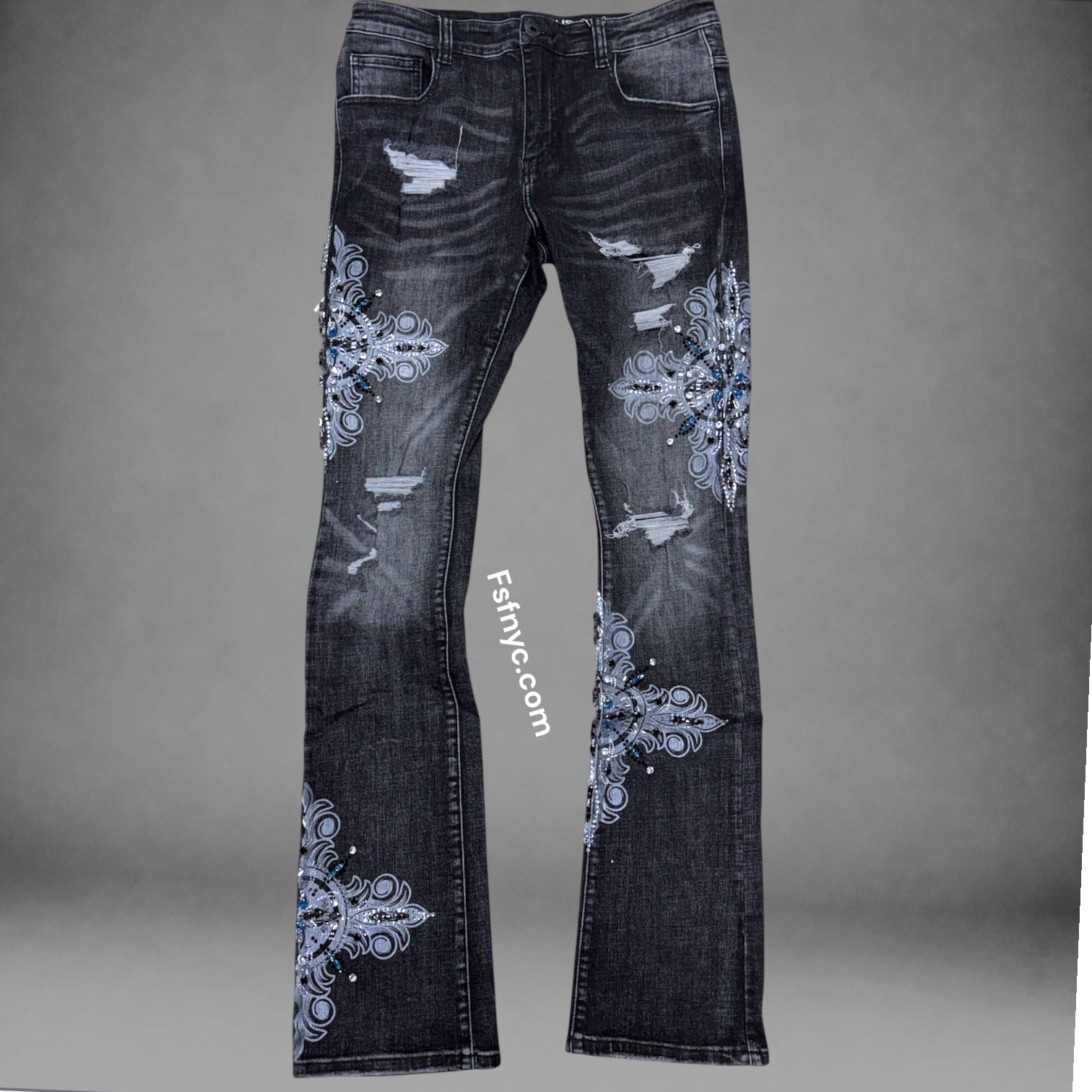 Vicious - Crystal Flare Denim -  Black Vc1104
