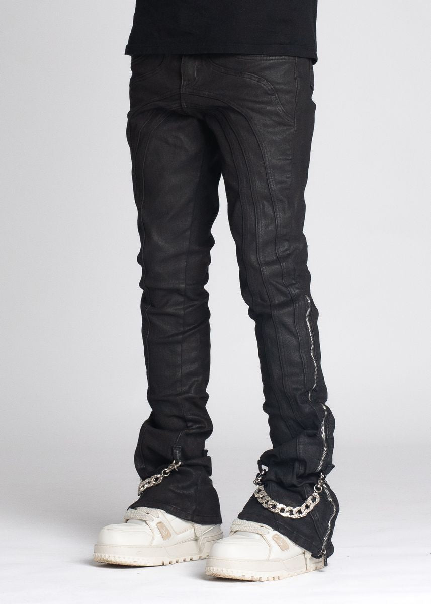 Guapi Stacked Obsidian Black Waxed Chain Denim