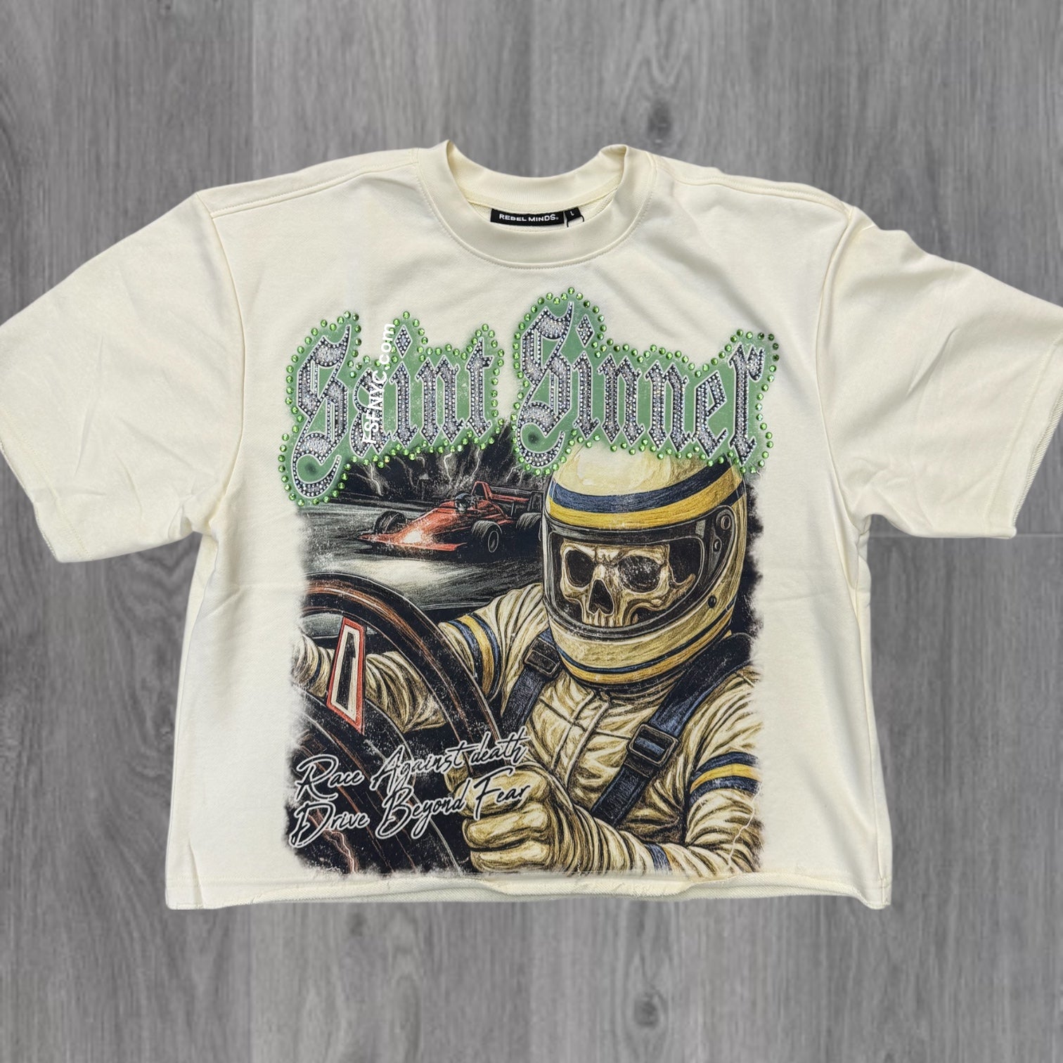 Rebel - Race Rhinestone Tee - Cream - 170