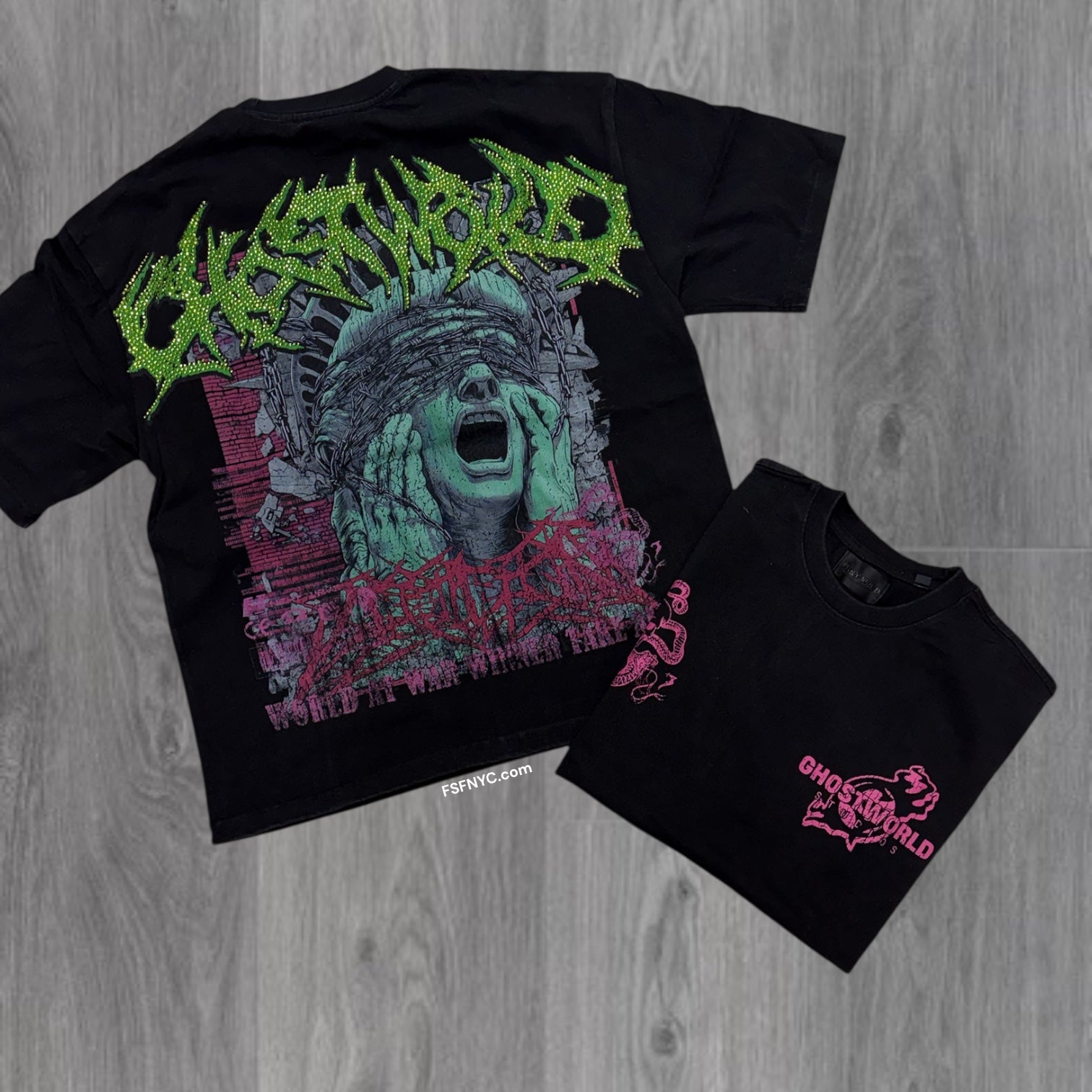 GHST - Rhinestone World T-shirt - Black - GS2