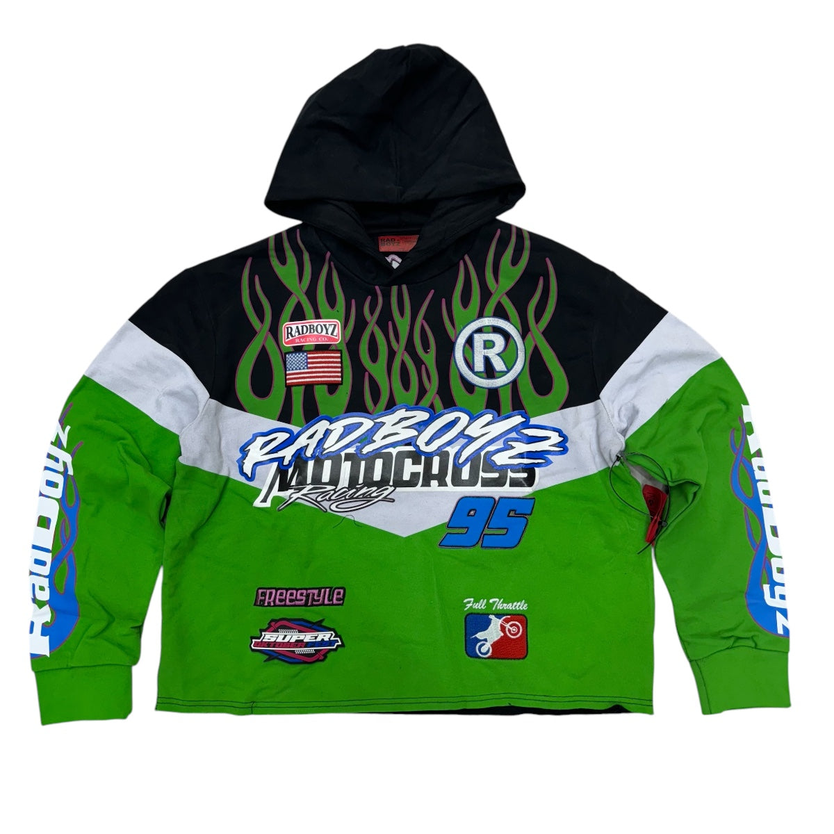 RadBoyz Motor Cut Off Hoodie Green Black 108