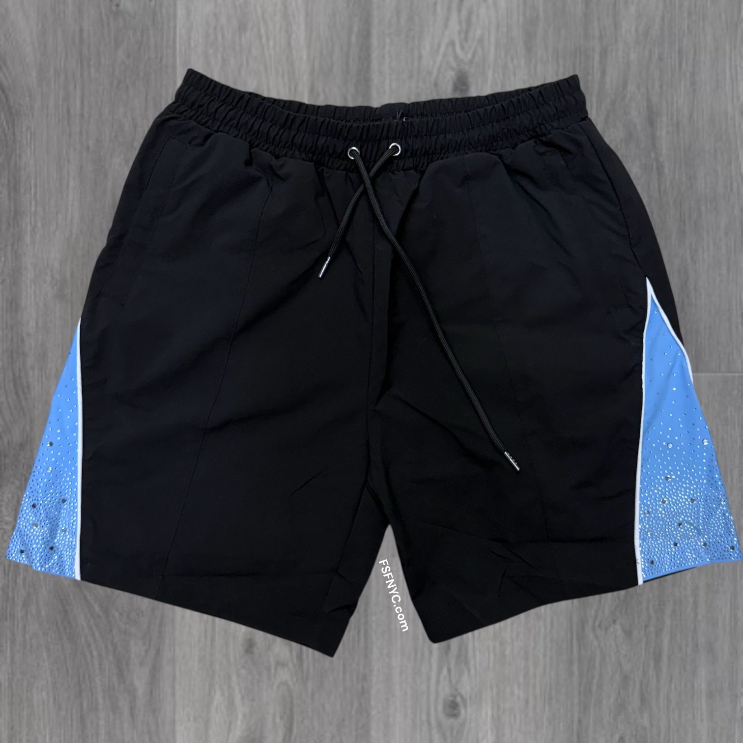 Baruda - Rhinestone Nylon Shorts - Black/Blue -