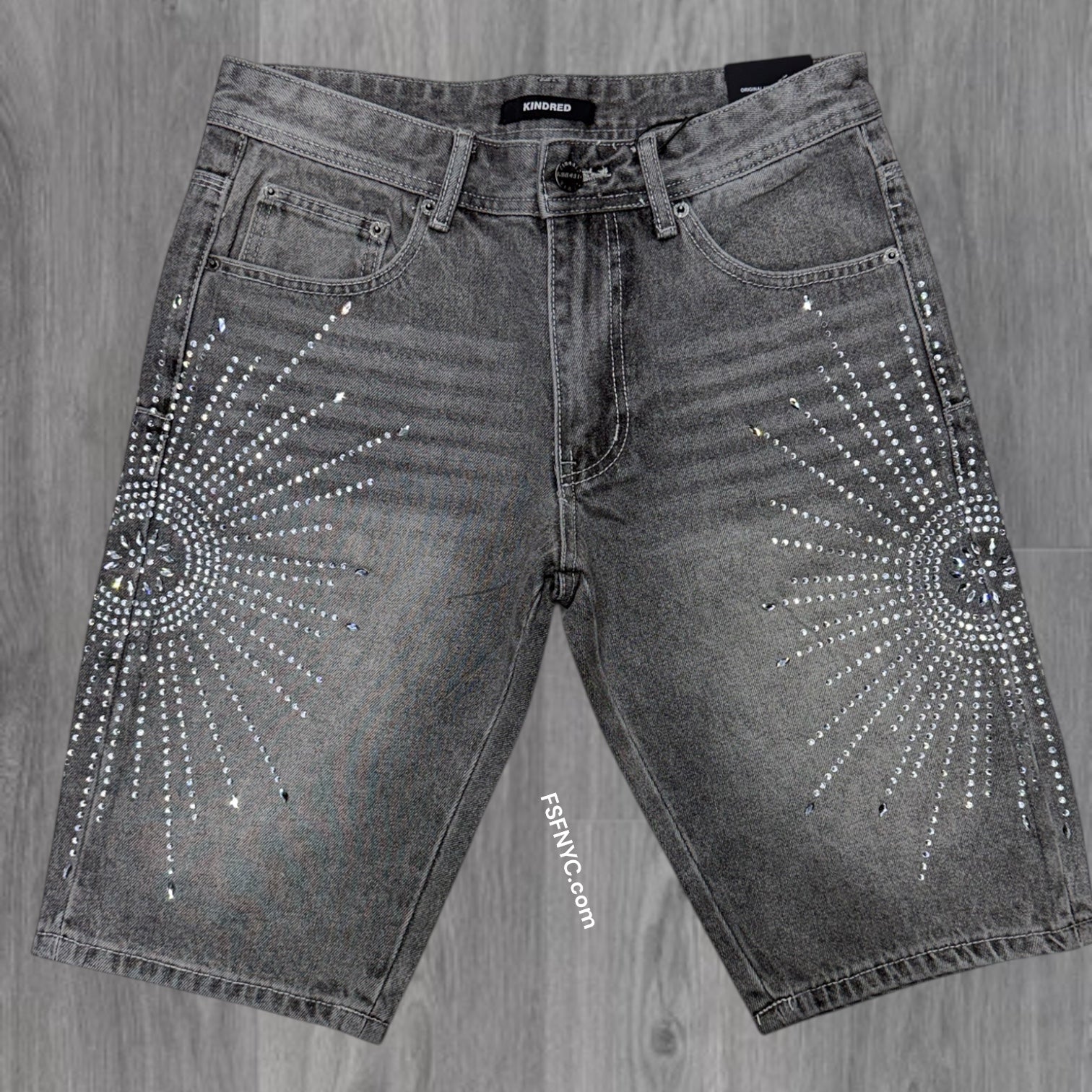 KD - Rhinestone Denim Shorts - Grey - 2250s