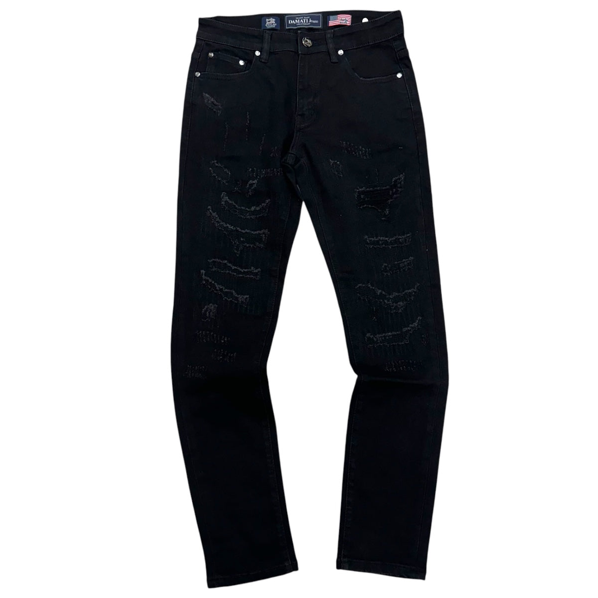 DMT Distress Skinny Jeans Jet Black 001