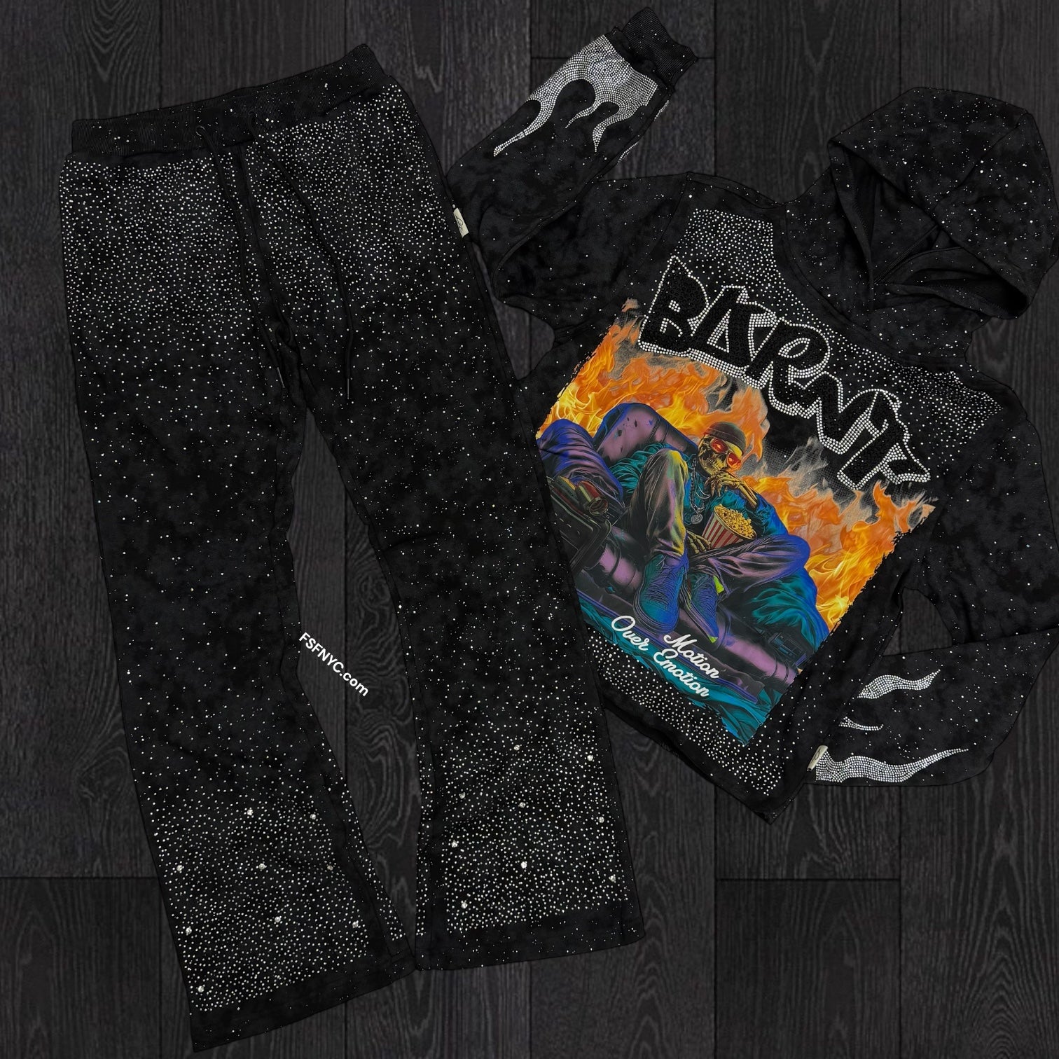 BKYS - SET- Motion Cut Off Sweat Suit - Black - 1425 1427