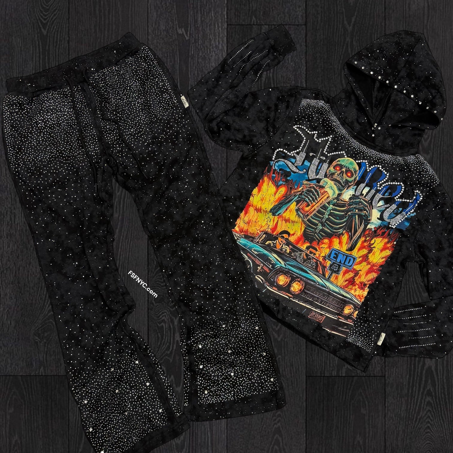 BKYS - SET- End Cut Off Sweat Suit - Black - 1405 1427