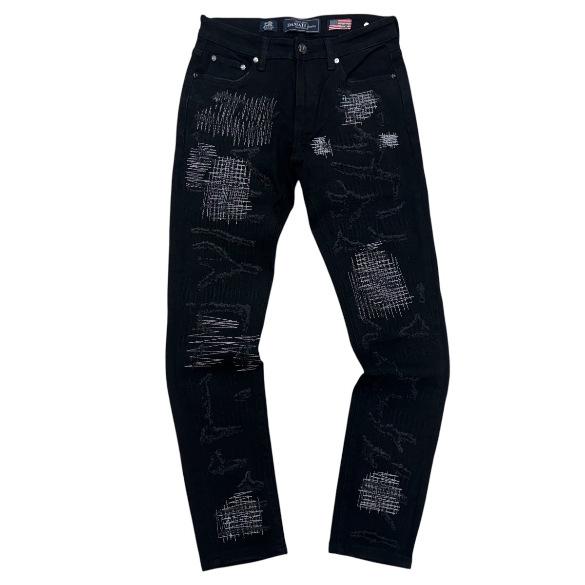 DMT Distress w stitching Skinny Jeans Black 002