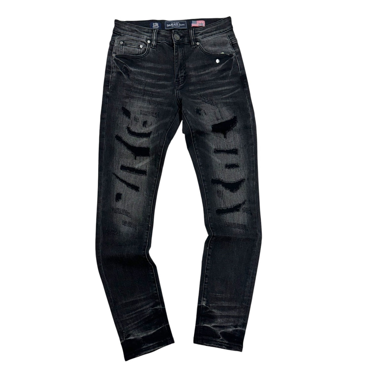 DMT Distress Skinny Jeans Black Wash 001