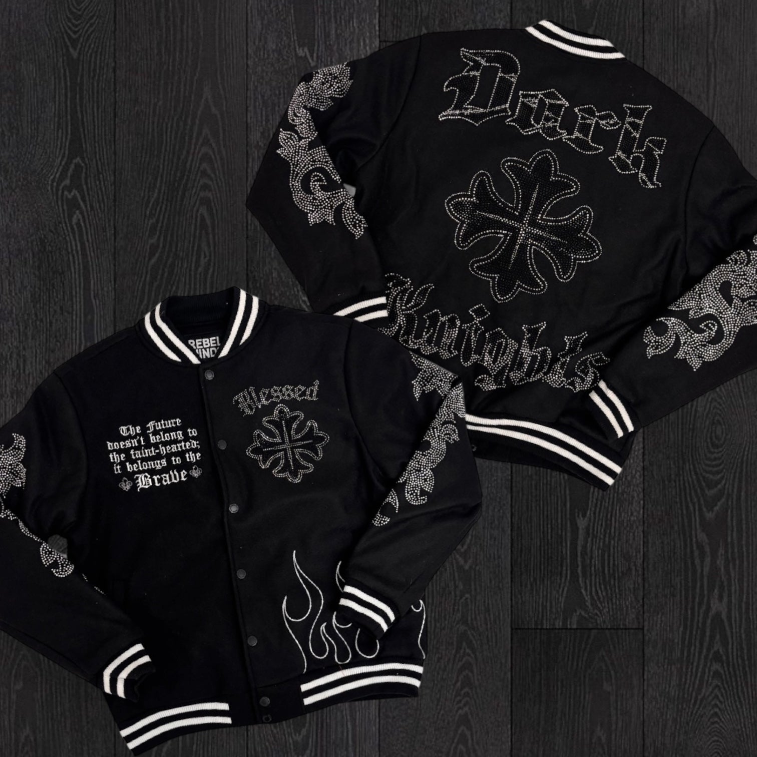 REBEL - BLESSED Rhinestone Jacket - BLK - 514