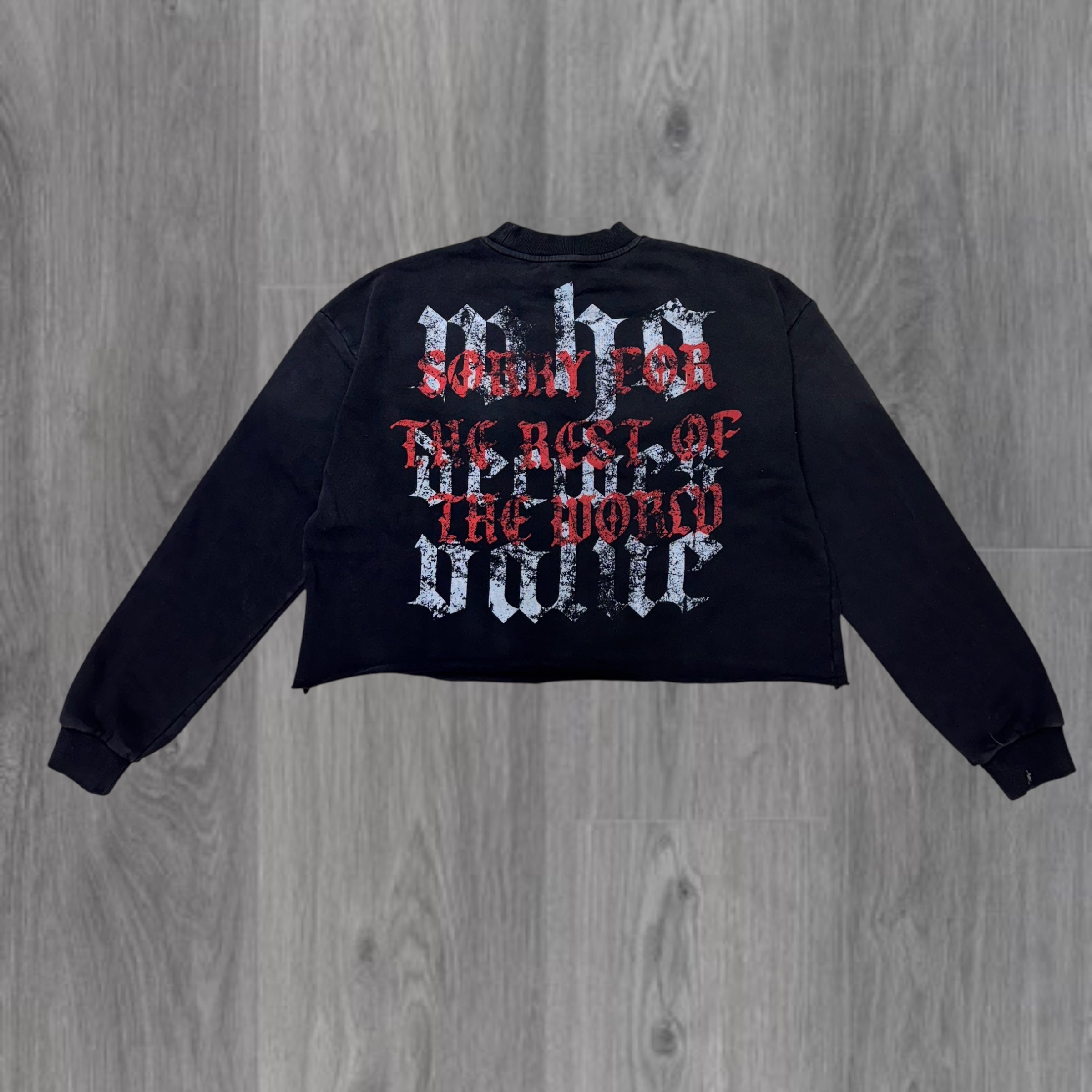 RP-America First Rhinestone Crop Crew Neck-Black 5049