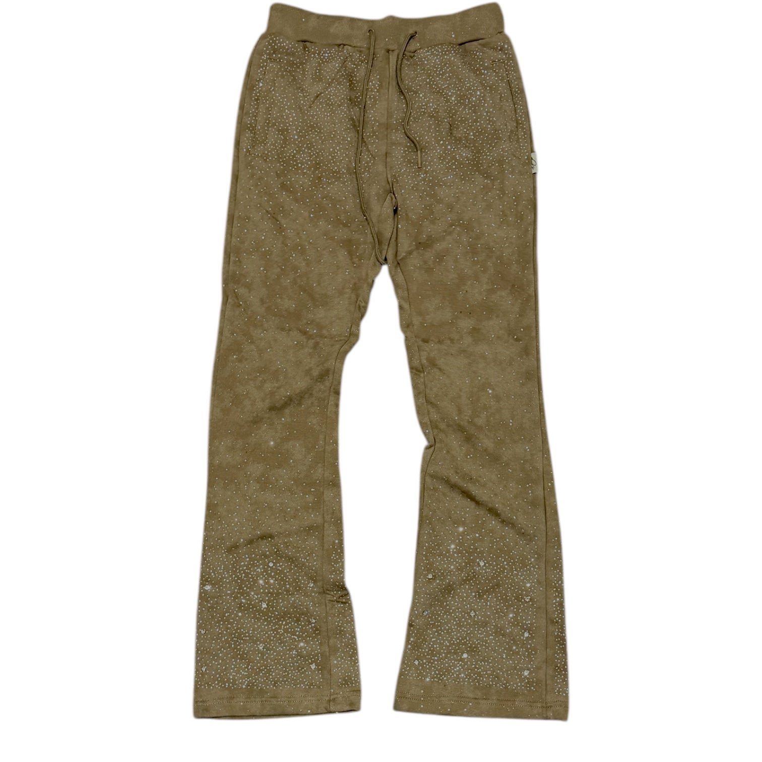 BKYS - Rhinestone Stacked Sweat Pants - Vintage Khaki - P1427