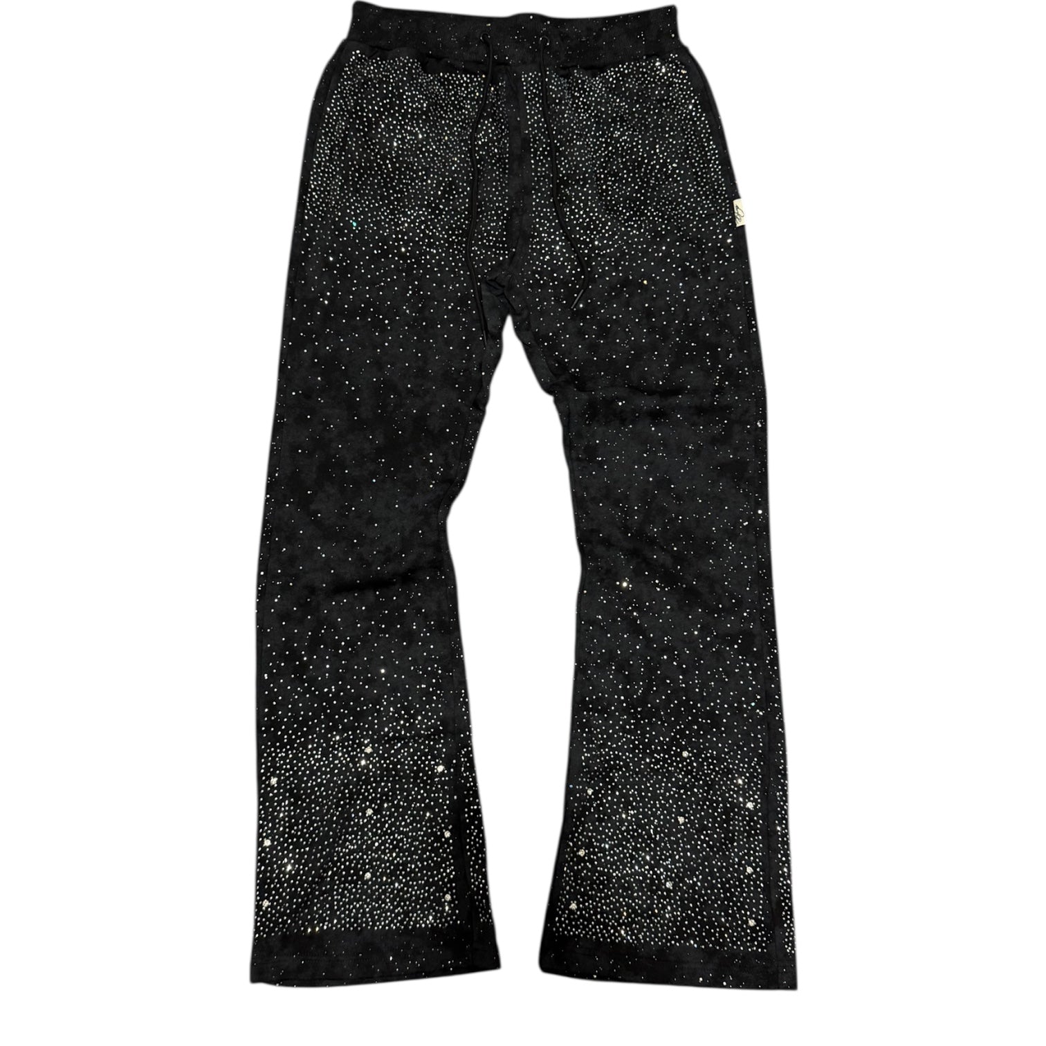 BKYS - Rhinestone Stacked Sweat Pants - Black - P1427