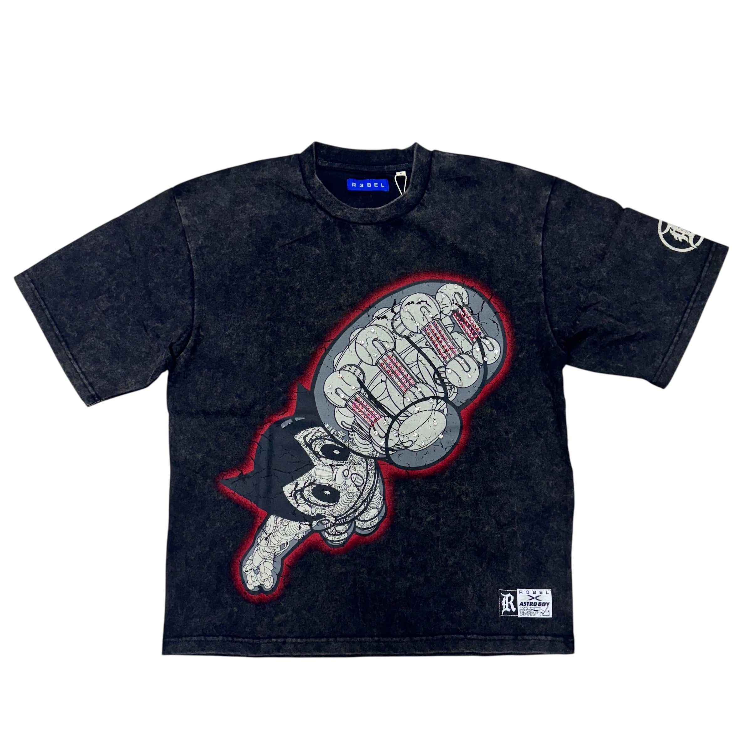 R3 - Rhinestone Mighty Astro Boy T-Shirt-Black-172