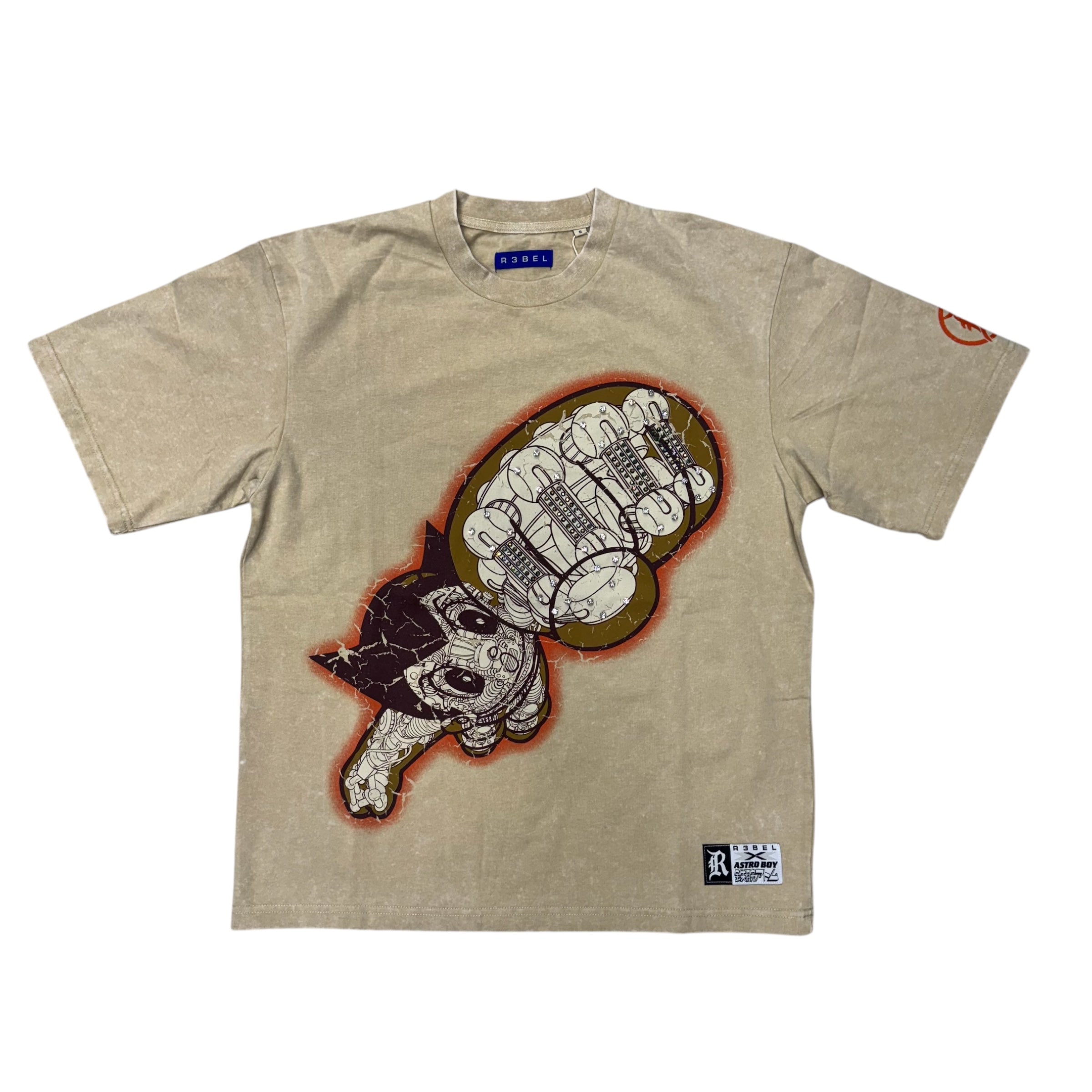 R3 - Rhinestone Mighty Astro Boy T-Shirt-Khaki-172