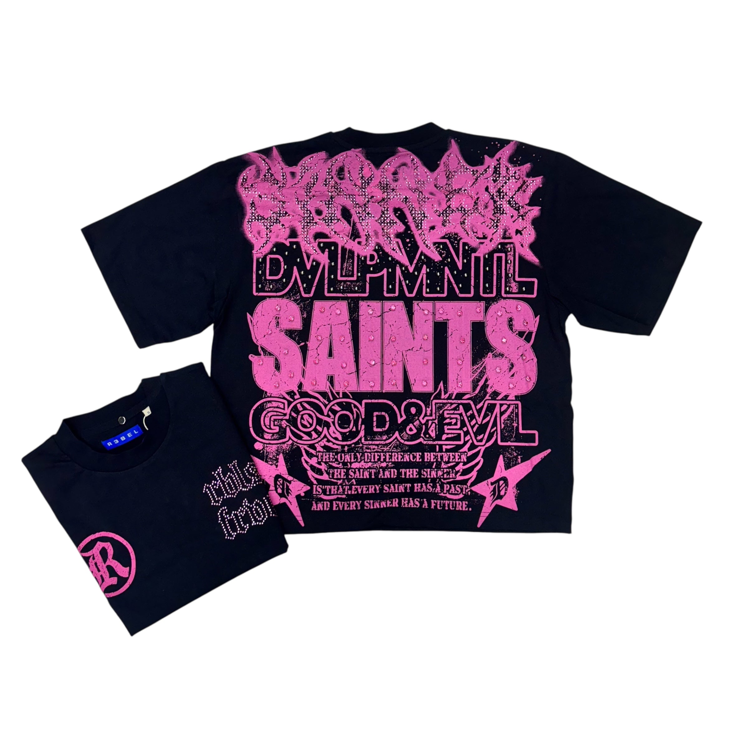 R3 - Rhinestone Sinner T-Shirt-Black-151