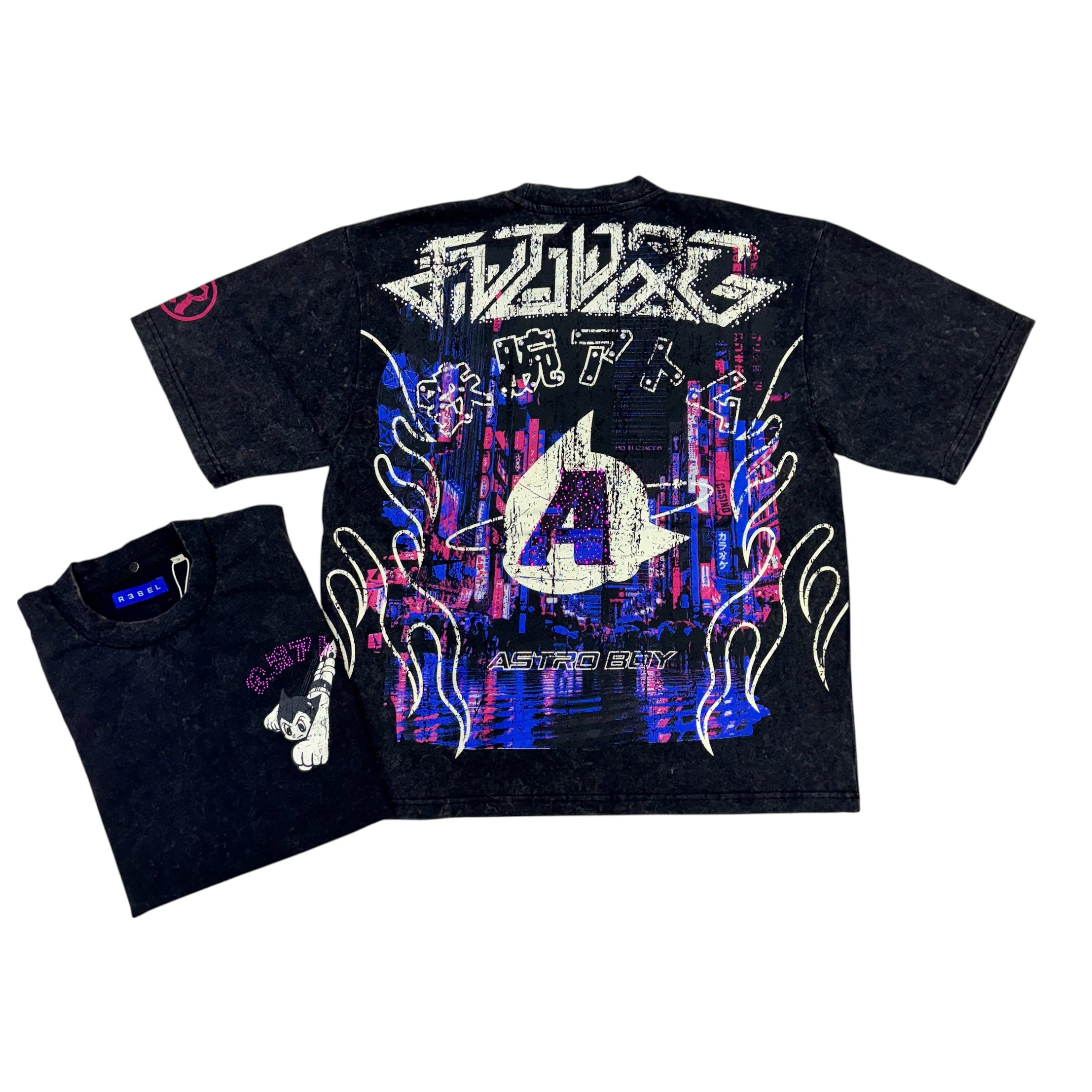R3 - Rhinestone Future Astro Boy T-Shirt-Black-173
