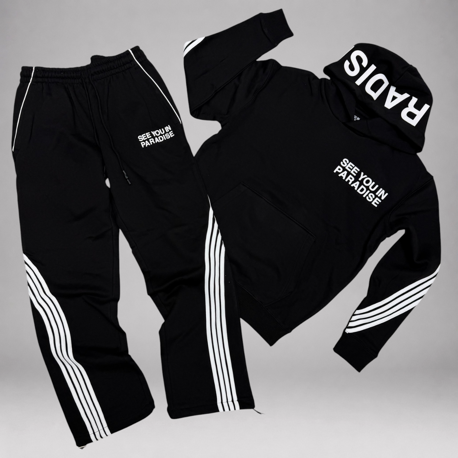 SYP - Paradise Stripe Sweat Suit - Black - 9229