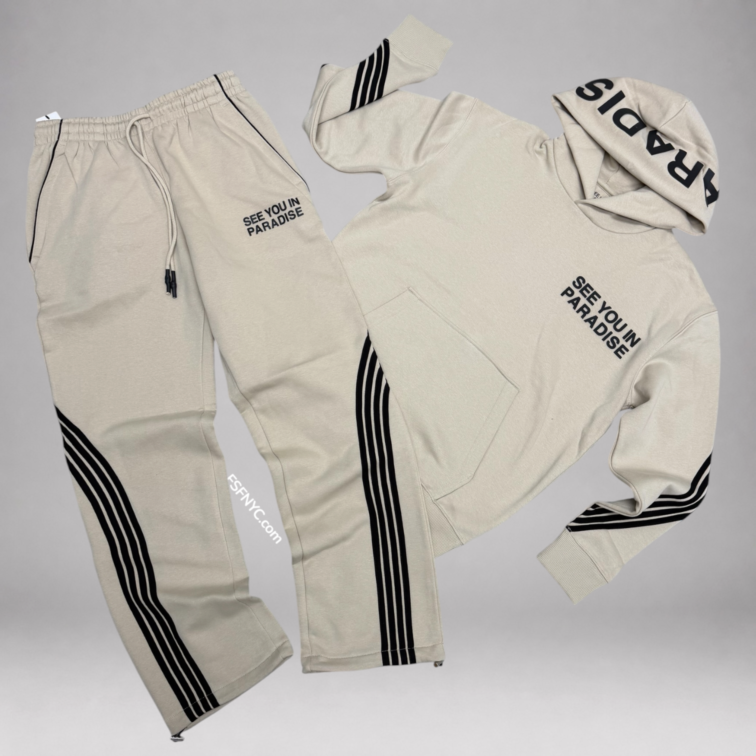 SYP - Paradise Stripe Sweat Suit - Beige - 9229
