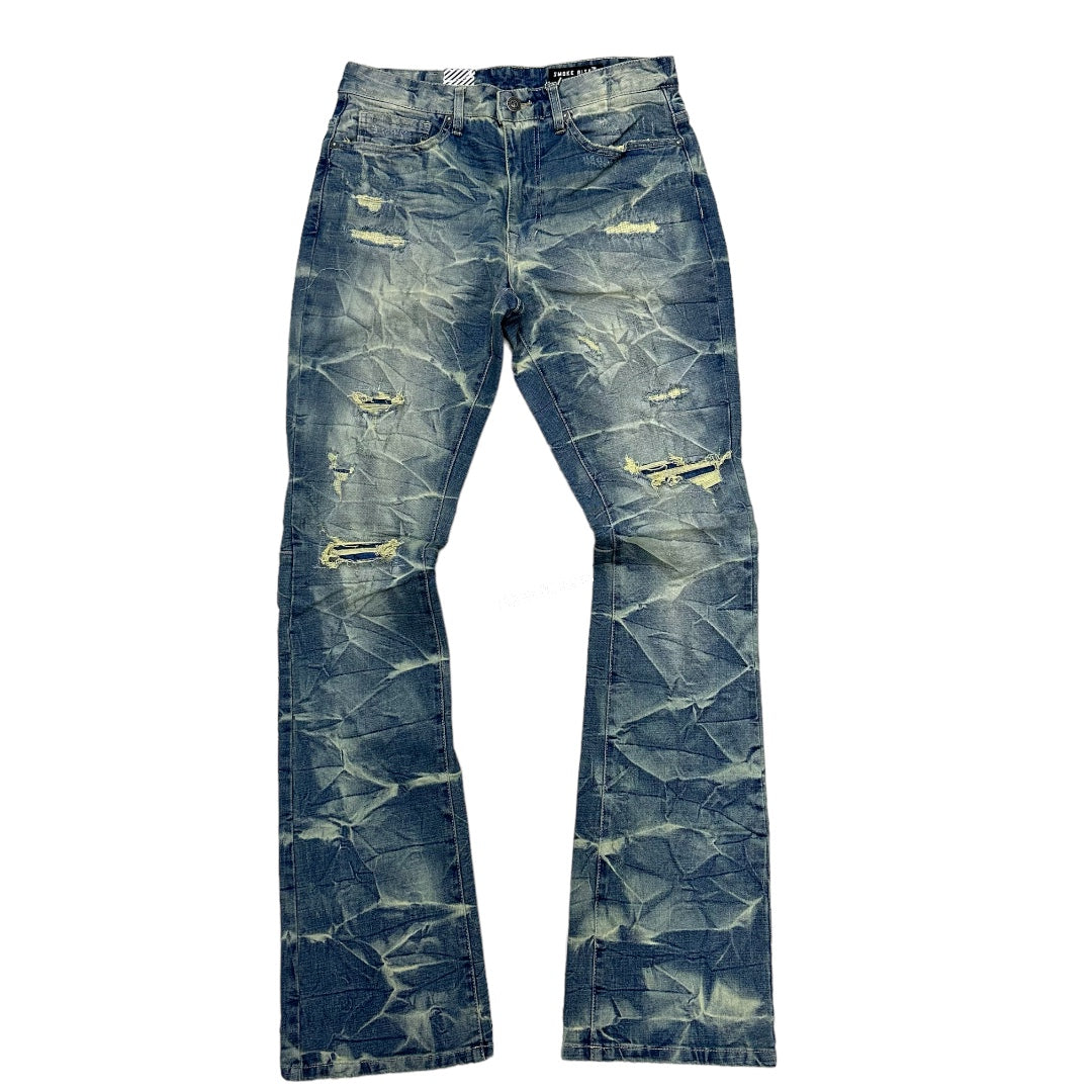 Rise Stacked Clean Rip Denim Hunter Blue 23608