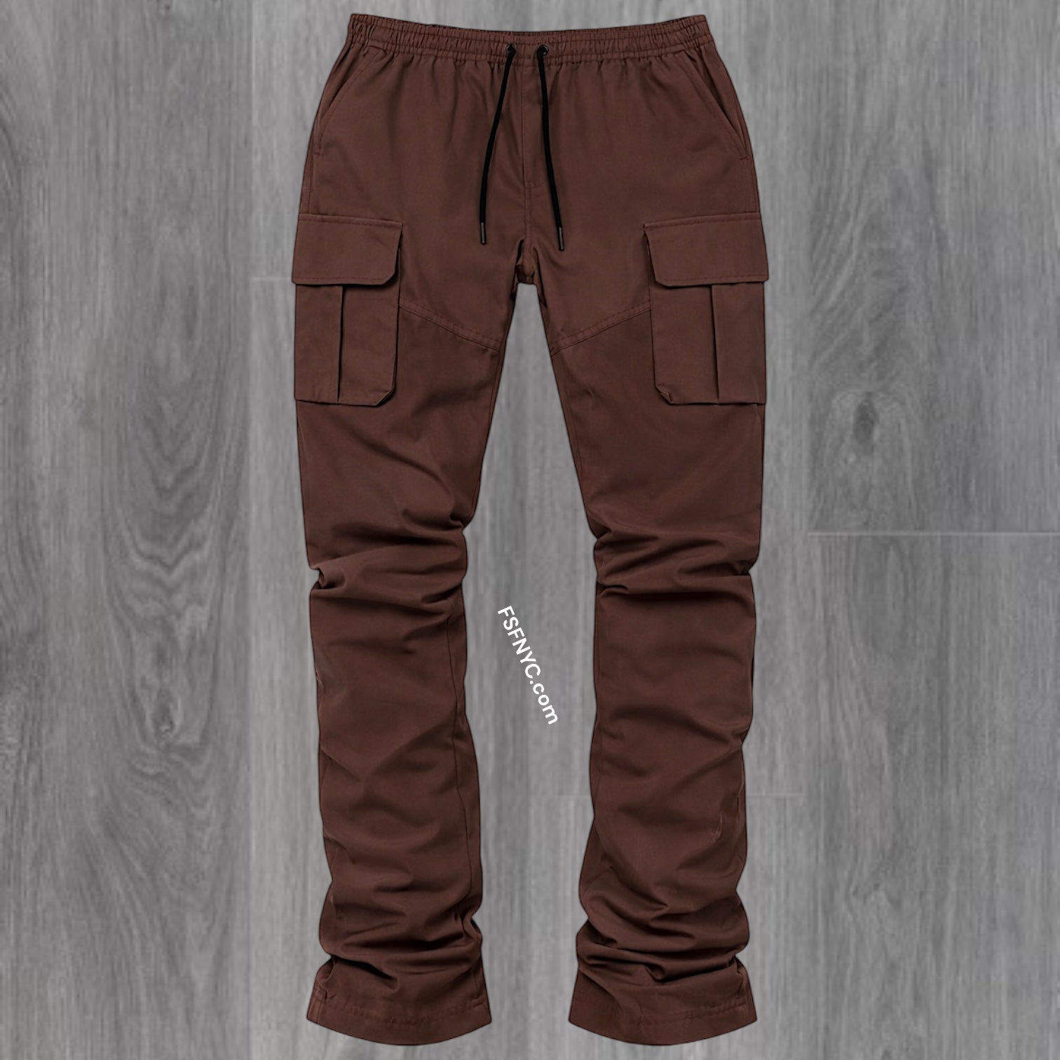 R - Stacked Flare Nylon Cargo -  Brown - 422