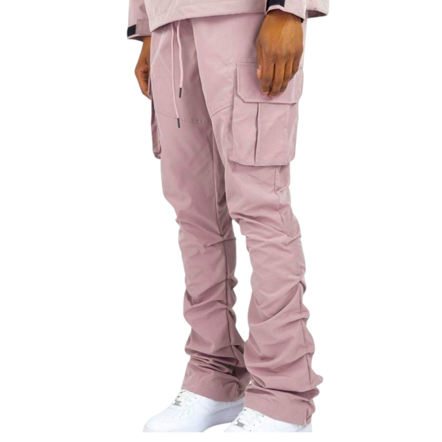 R - Stacked Flare Nylon Cargo -  Dusty Pink - 422