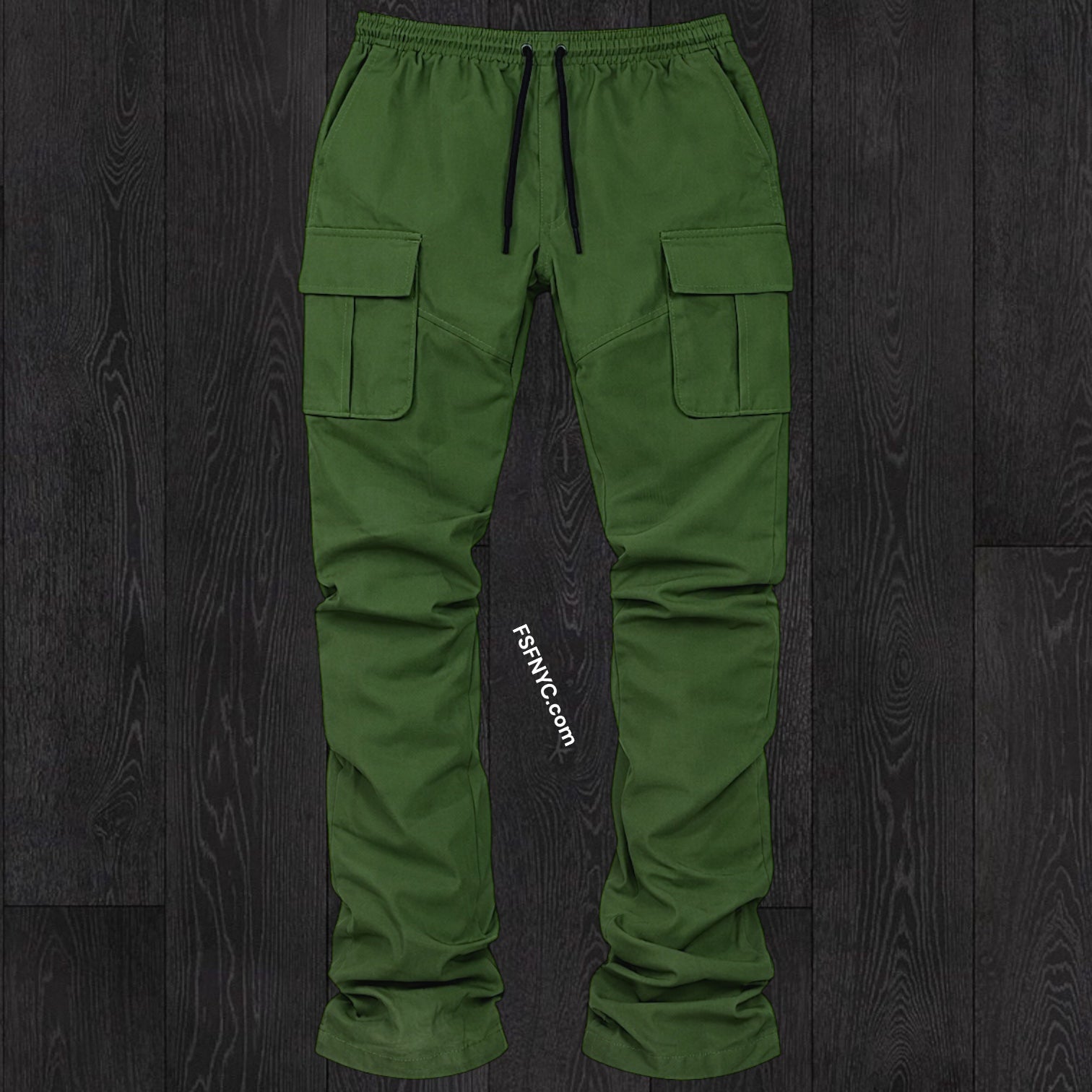 R - Stacked Flare Nylon Cargo -  Olive - 422
