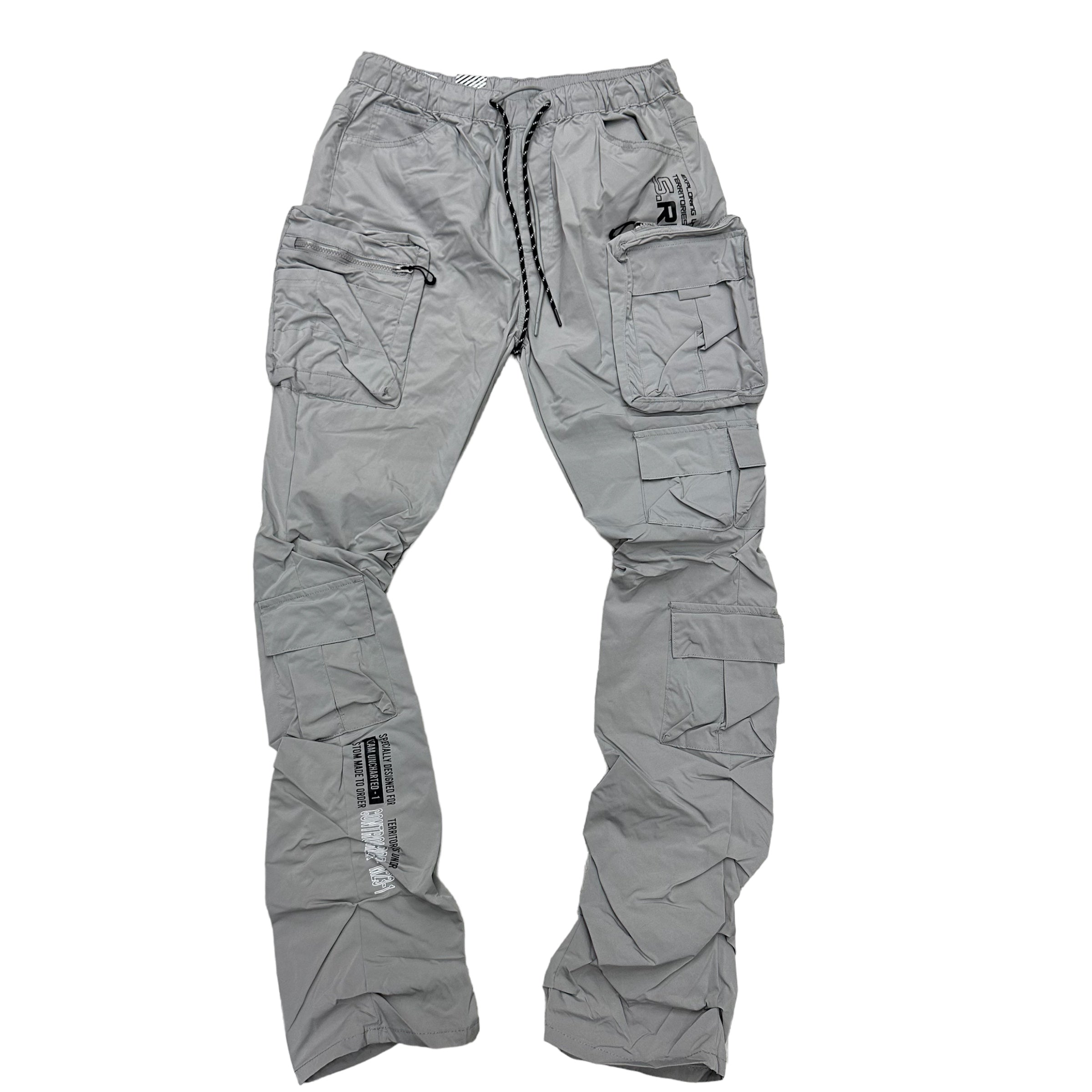 Rise Stacked Utility Nylon Cargo Pants Grey 23586