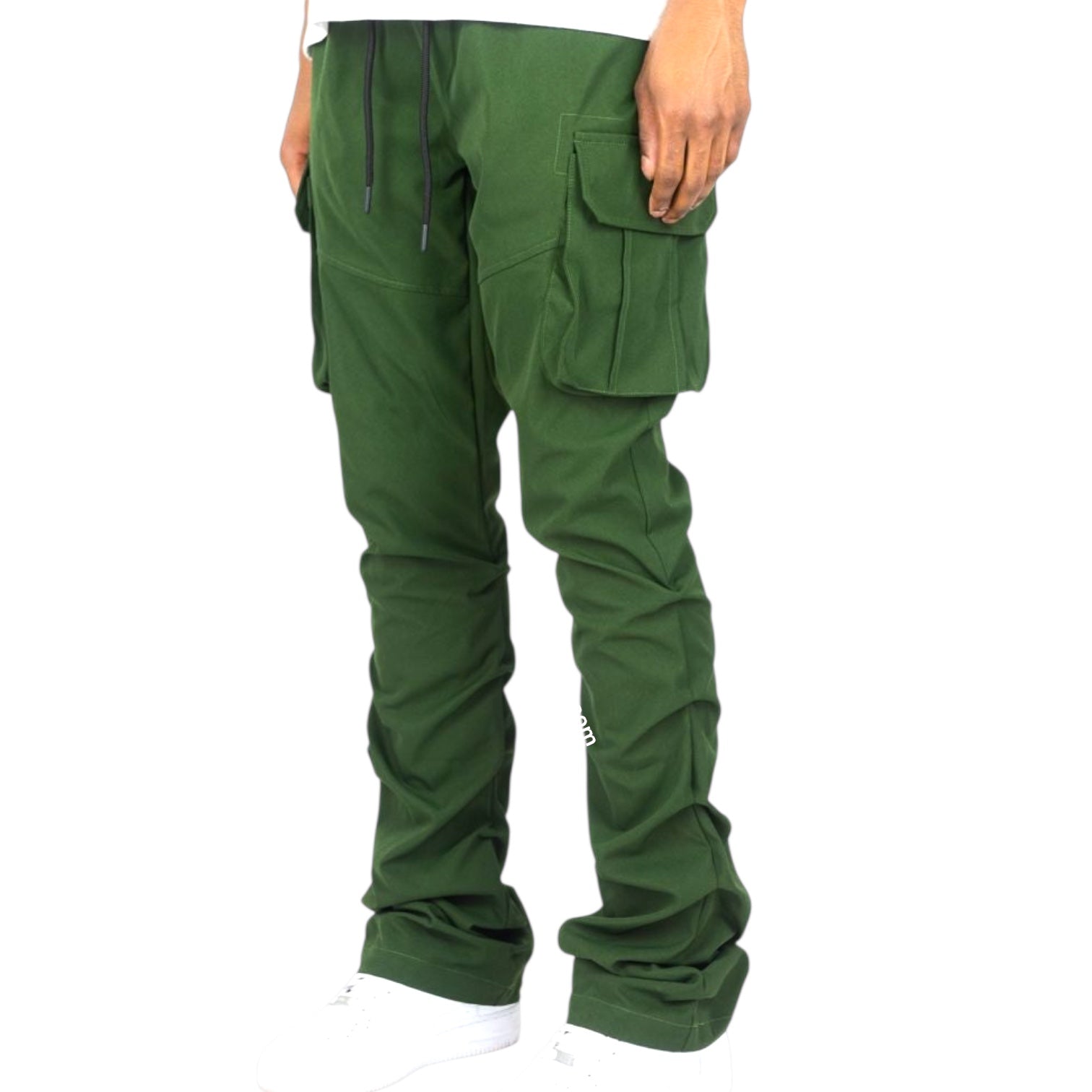 R - Stacked Flare Nylon Cargo -  Olive - 422
