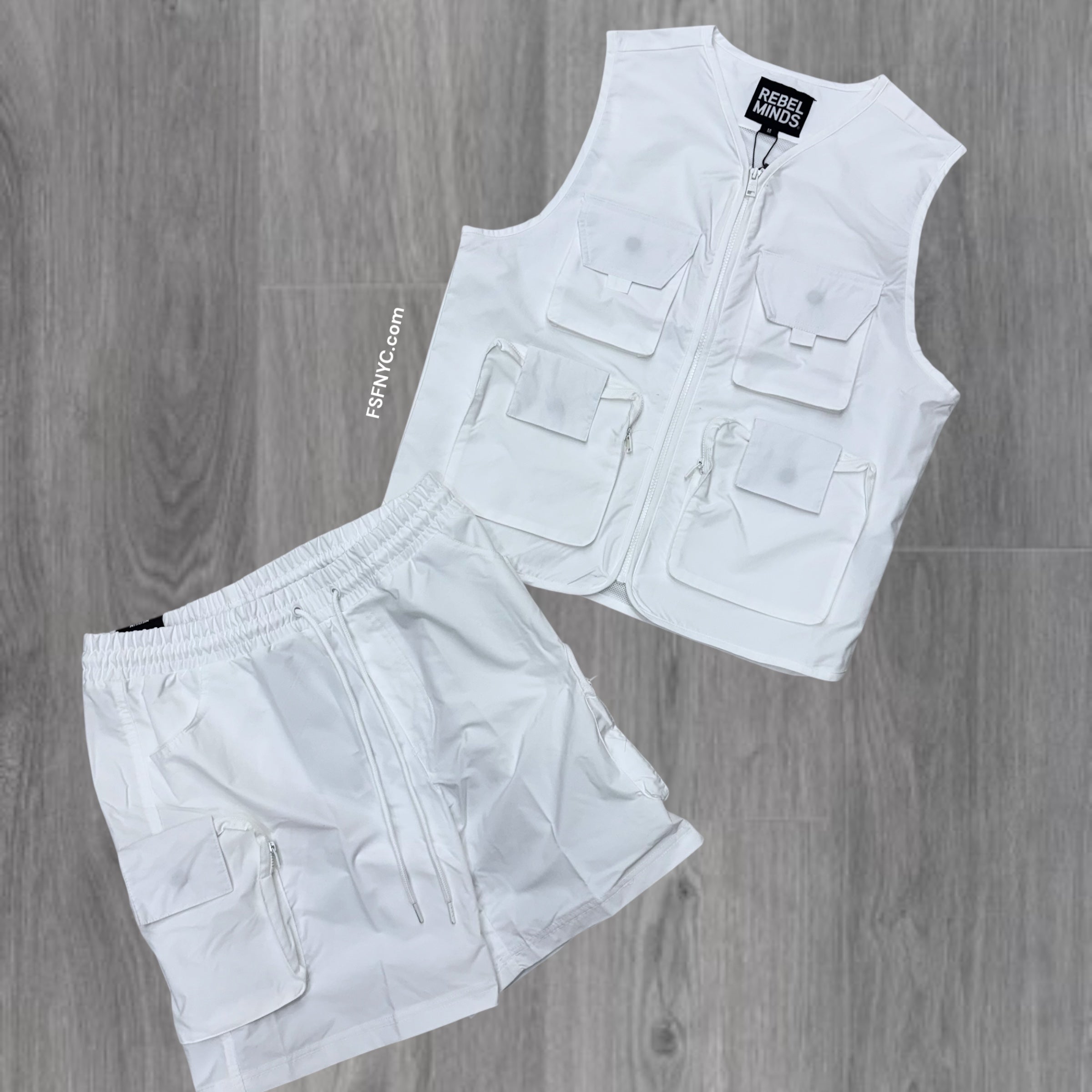 Rebel Nylon Utility Vest short Set white 510 911