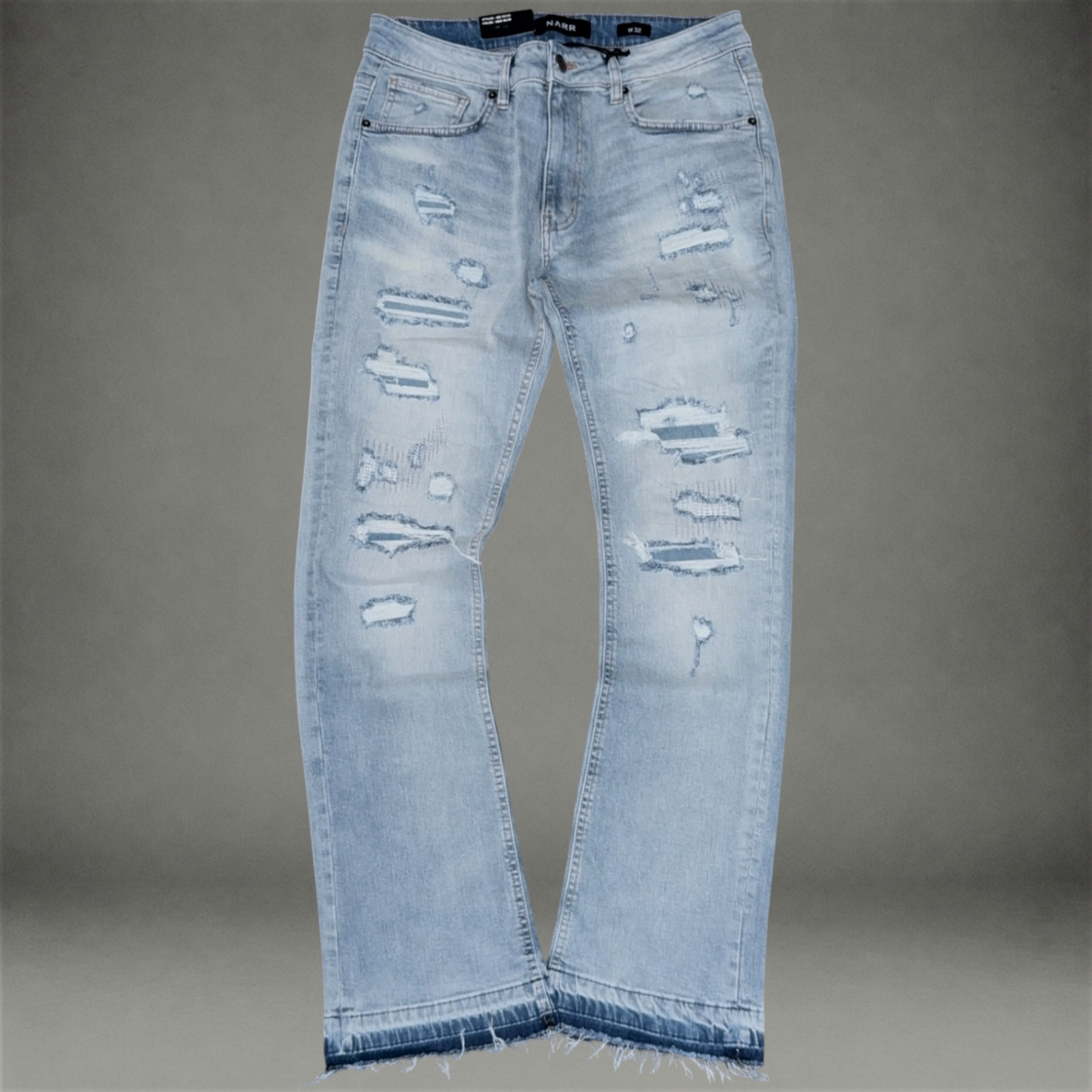 Narr - Flare Distressed Denim - Light Blue - 70154