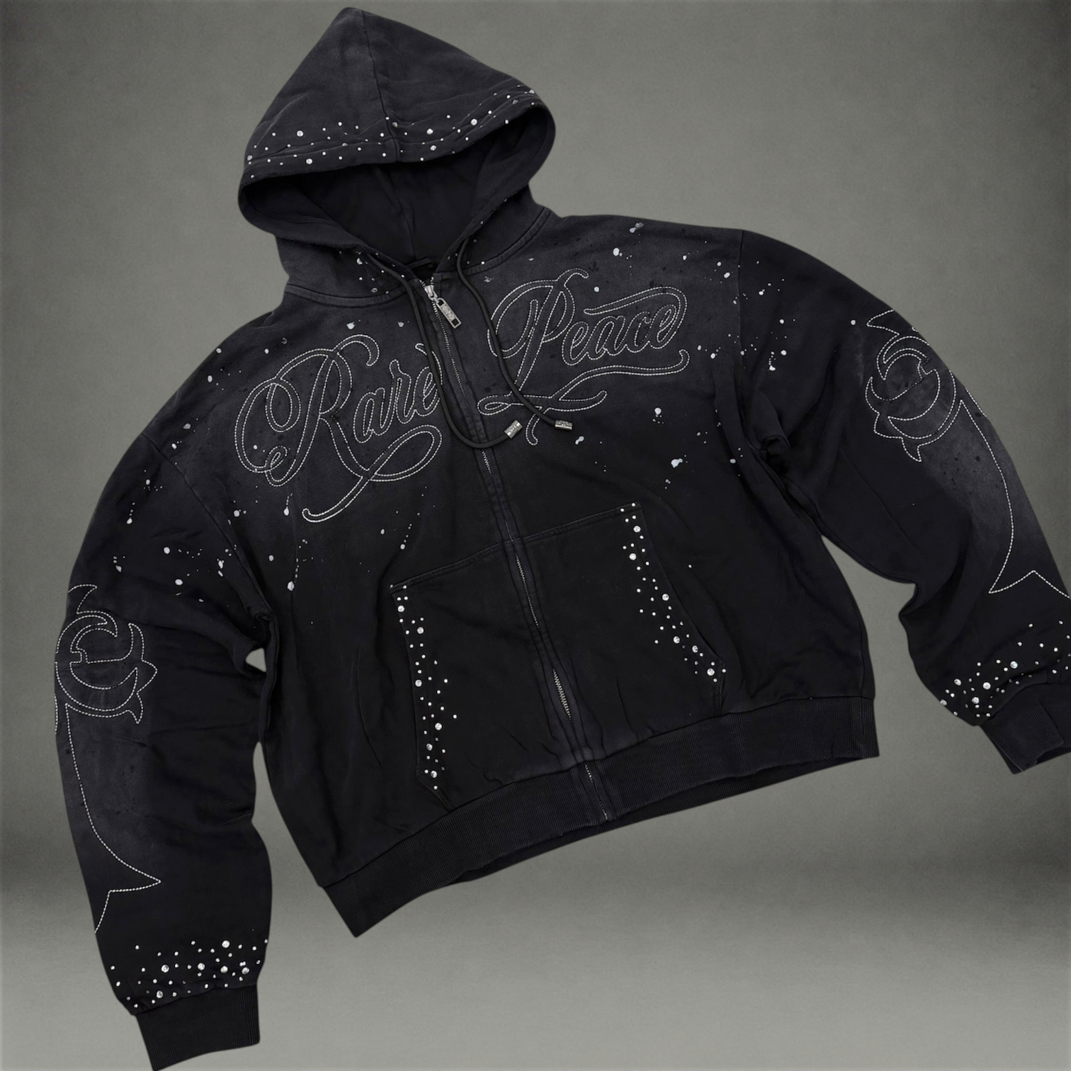 RP - Embossed Rhinestone Hoodie - black - 6107