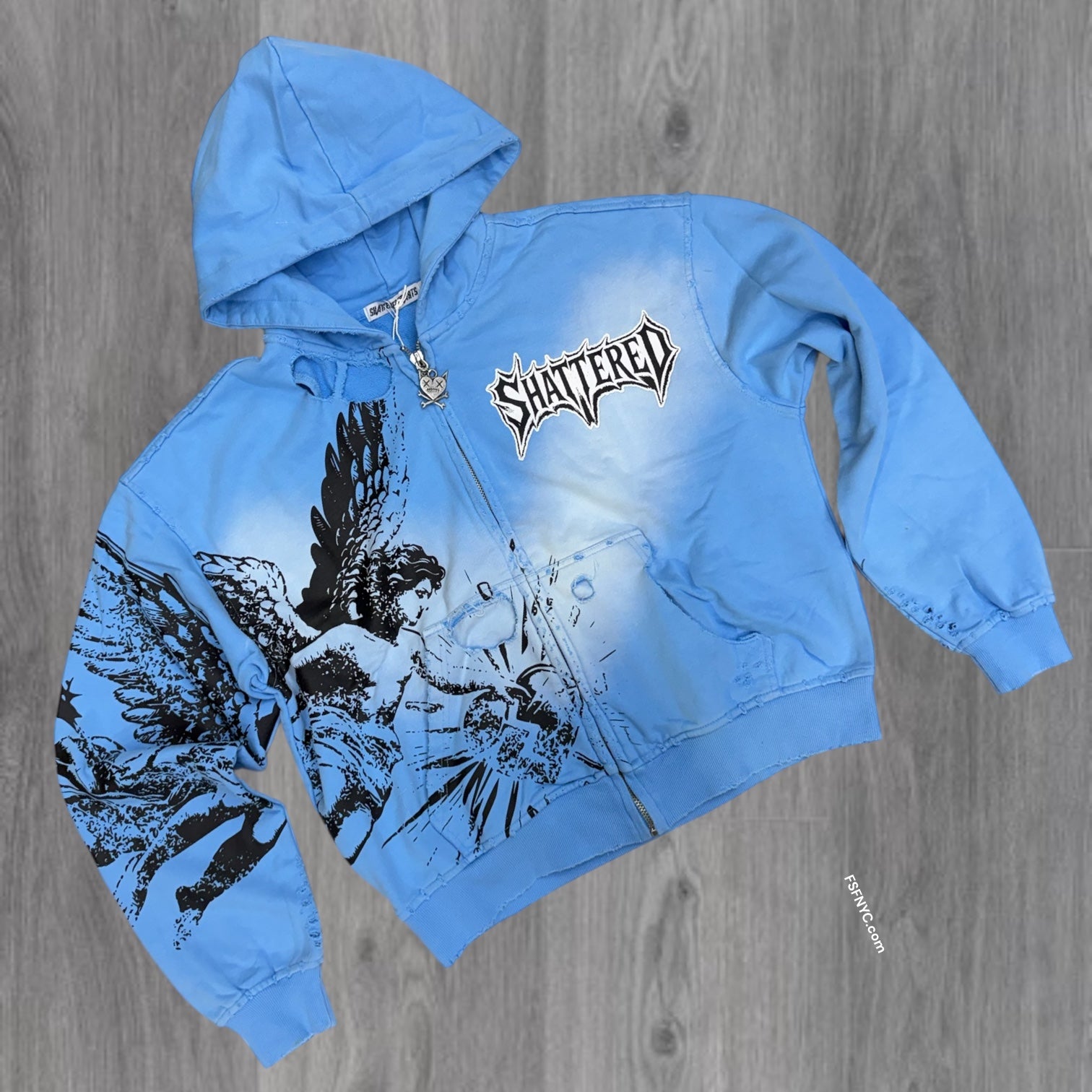 Shattered- Catching Zip Hoodie - Light Blue