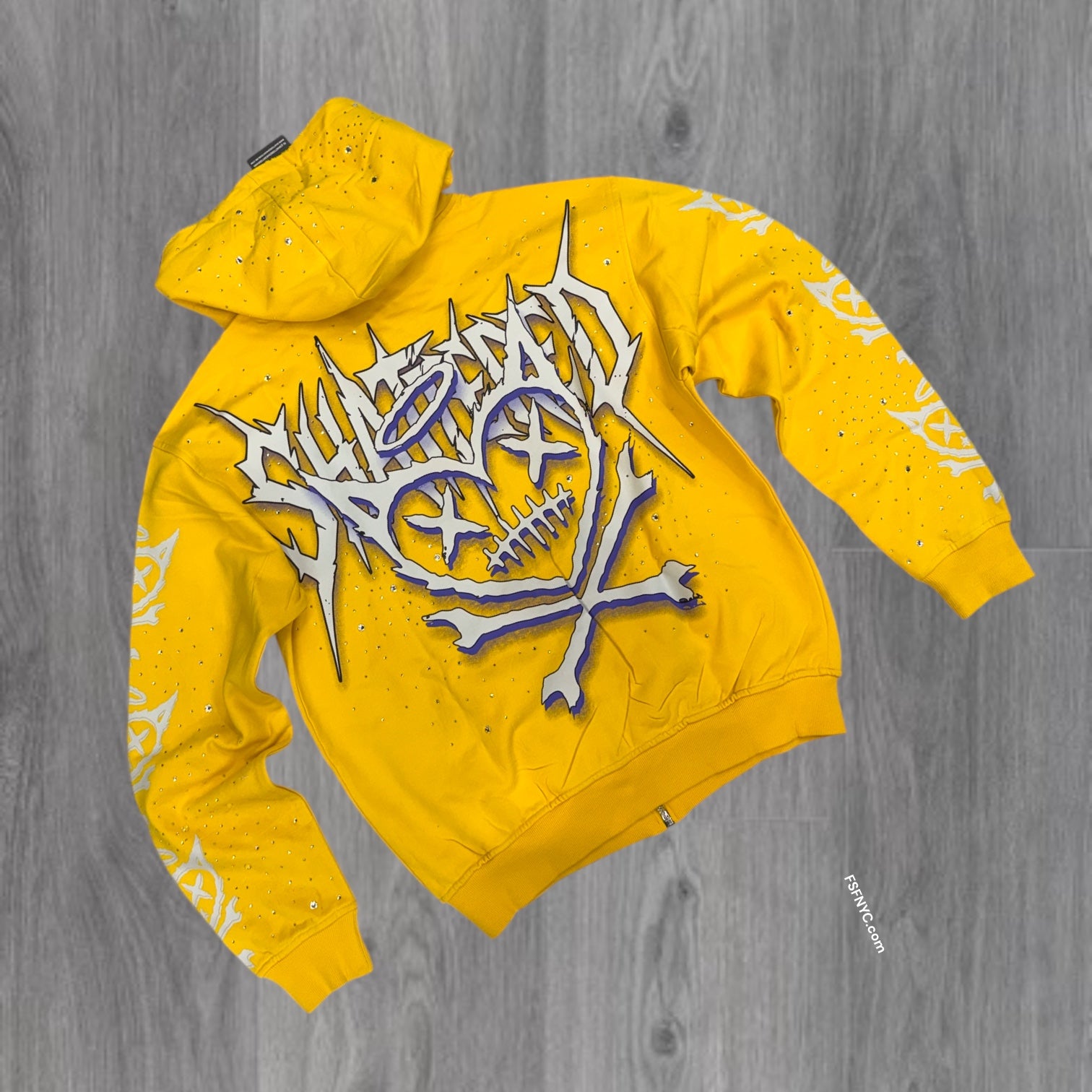 Shattered- Rhinestone Zip Hoodie - Lakers