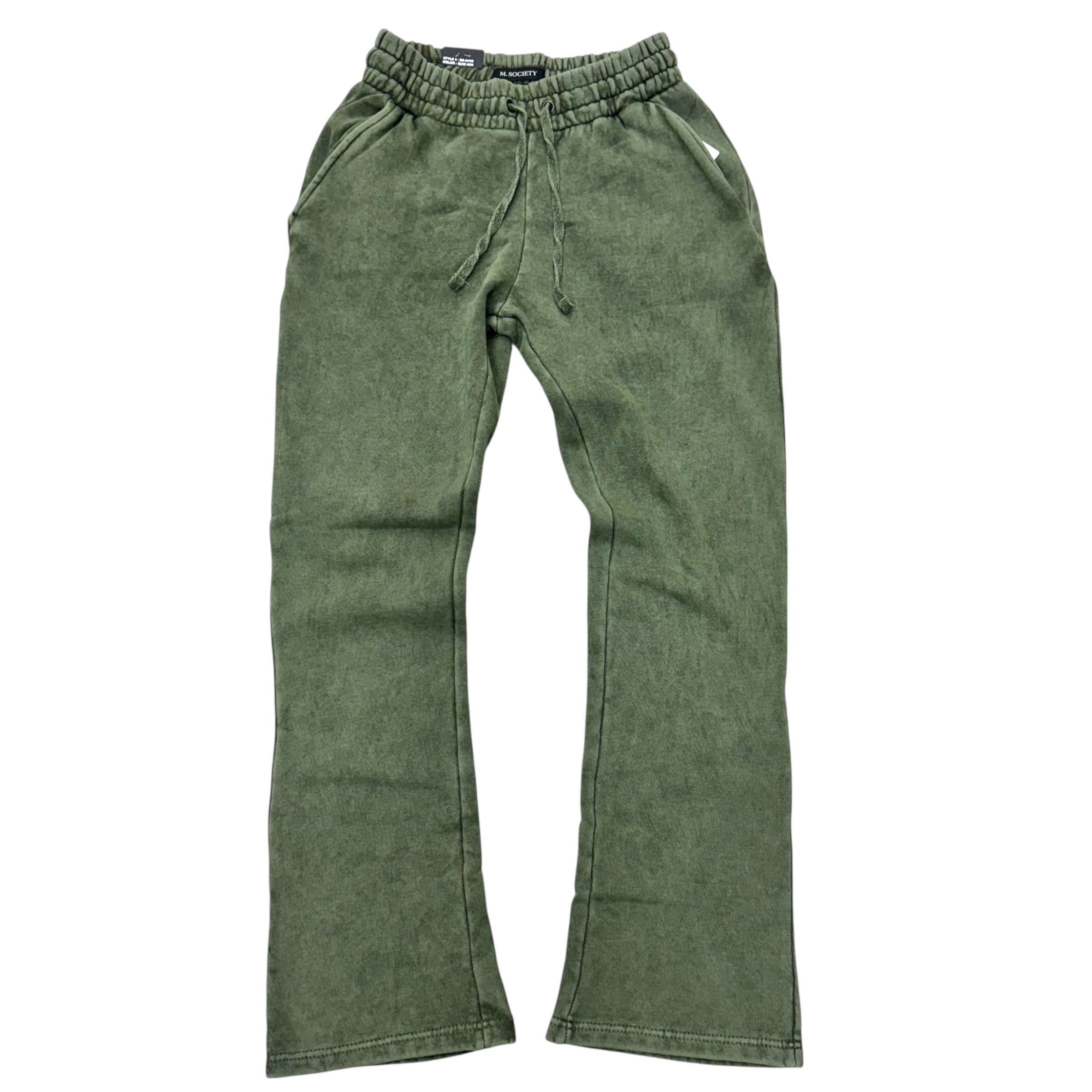 MS Stacked Acid Wash Sweat Pants Olive 24720