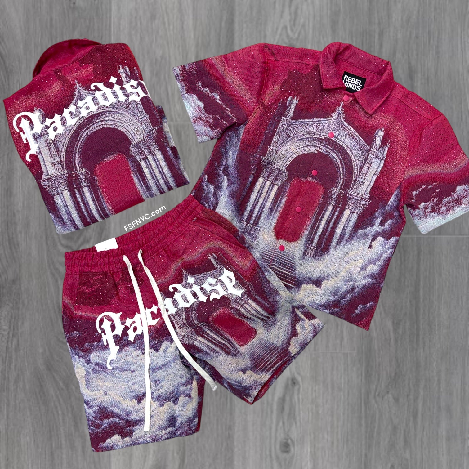 Rebel - paradise  Tapstry Short set - Pink  -704 904