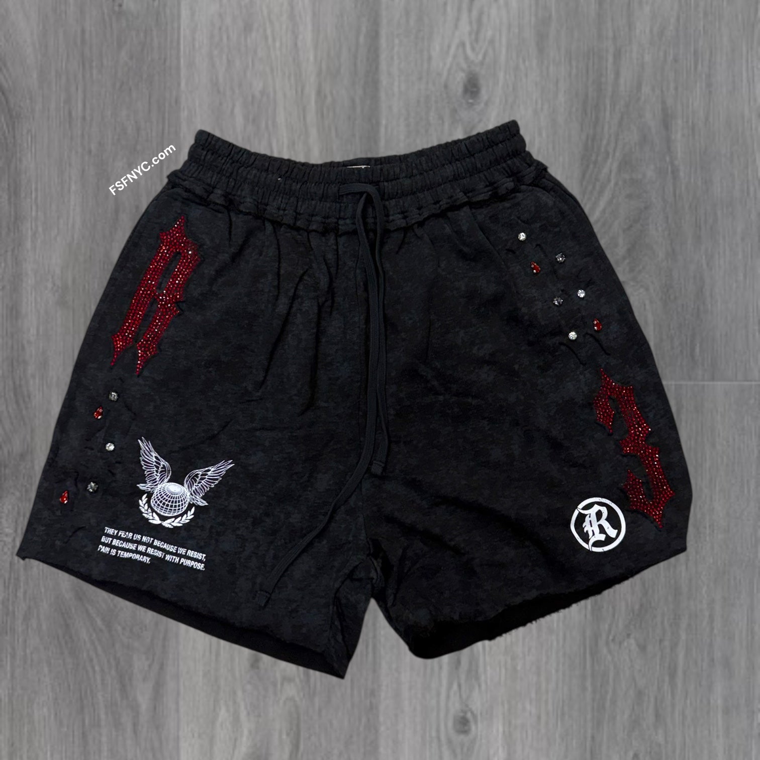 R - Multi universe Crystal Sweat Shorts - Ash Black - 917