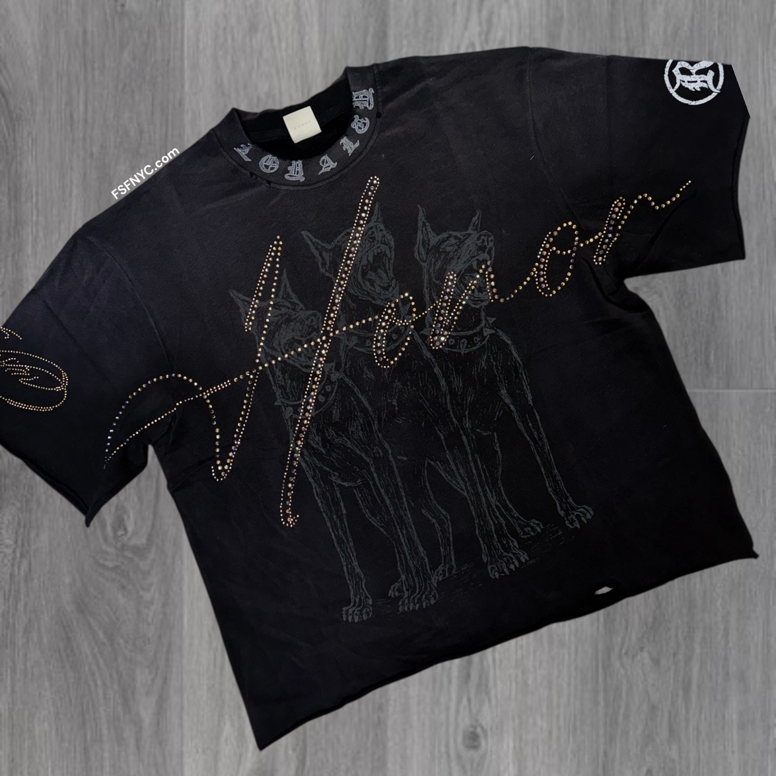 R - Honor Rhinestone T-shirt - Black - 128