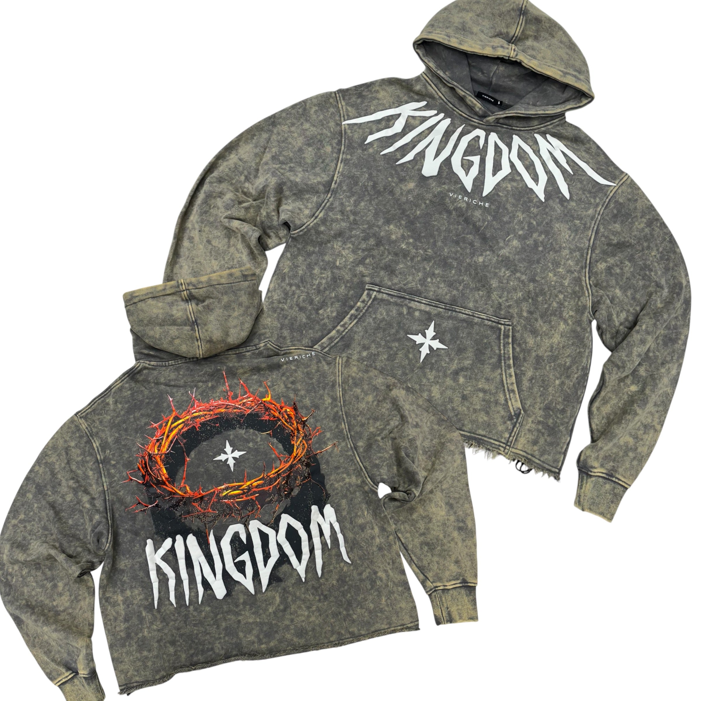 Vie Riche kingdom   Crop  hoodie acid Vintage Grey  1205