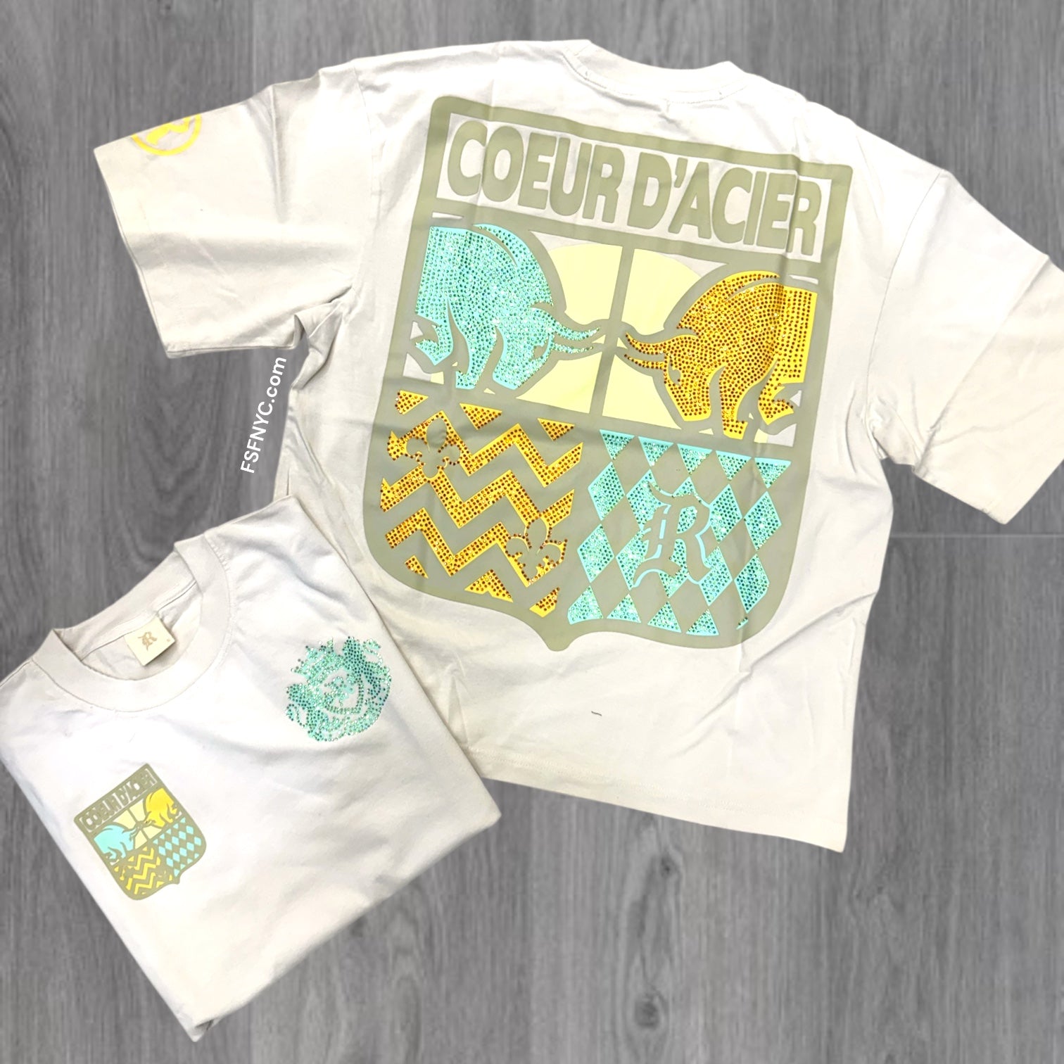 R - Steel Rhinestone T-shirt - eggshell - 116