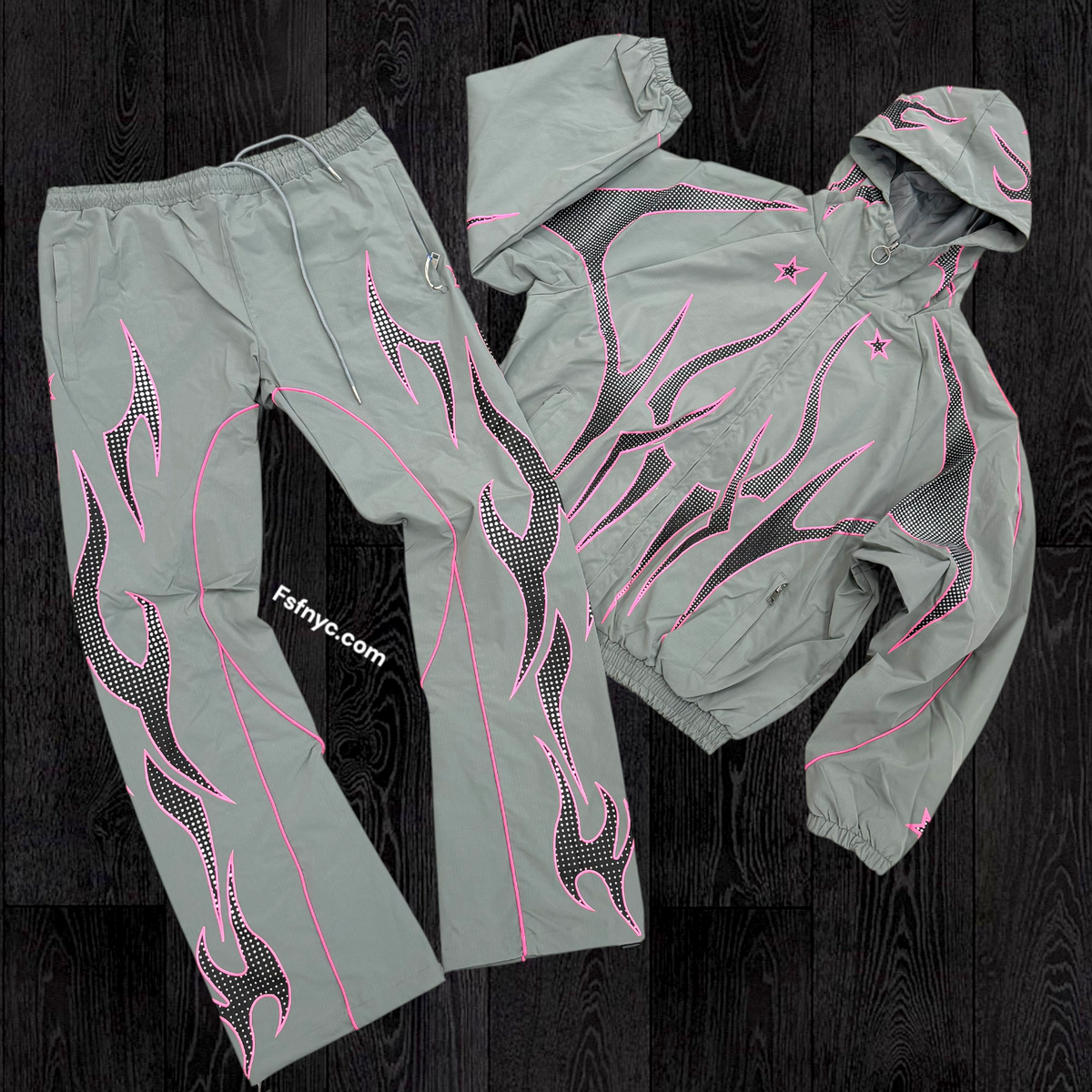 R - Tribal Windbreaker Set - Grey - 535