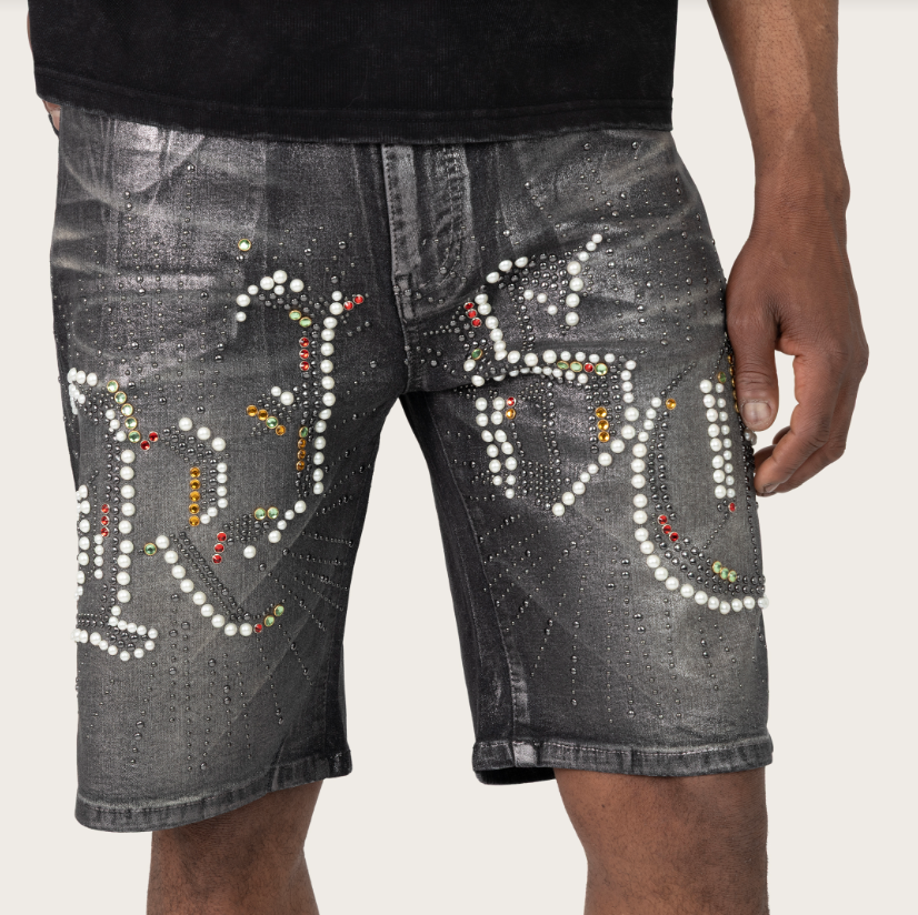 Rise - PatchWork Denim Shorts - Mot.Blk - s453