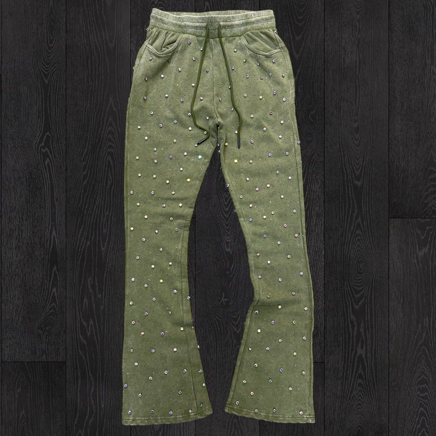 R3 - Stacked Crystal Sweat Pants - Sage - 456