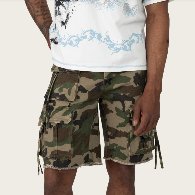 Rise - Utility Denim Shorts - Wood Camo - S421