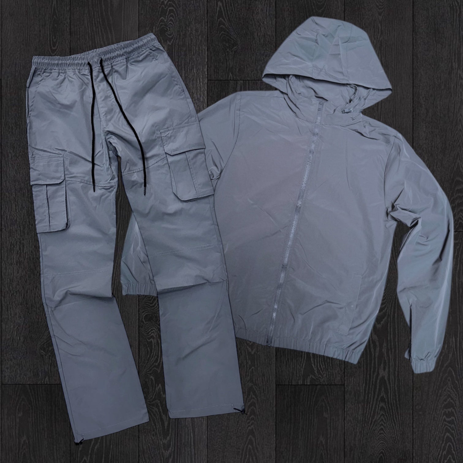 Rebel - Set - Nylon Zip Jackets & Cargo Pants - Grey - 524 421