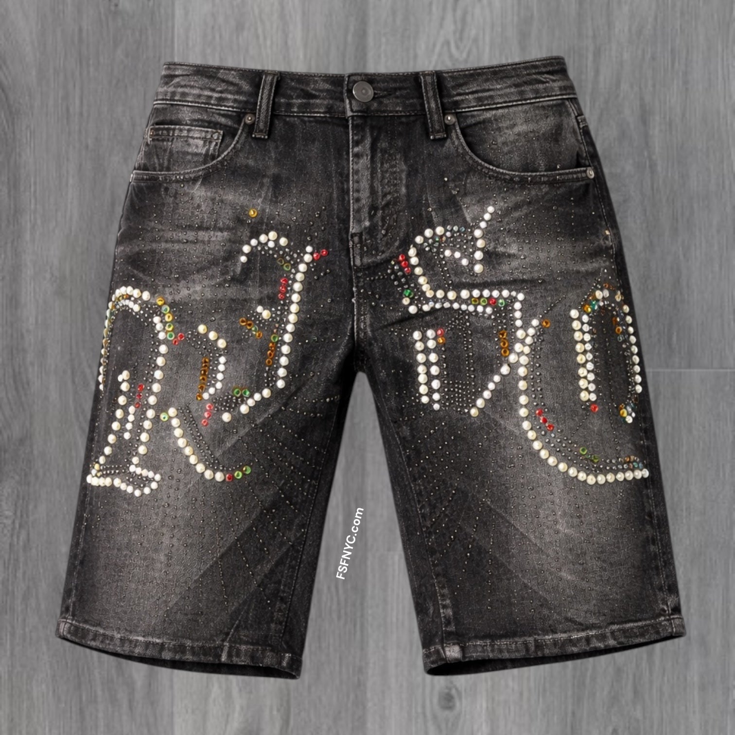 Rise - PatchWork Denim Shorts - Mot.Blk - s453