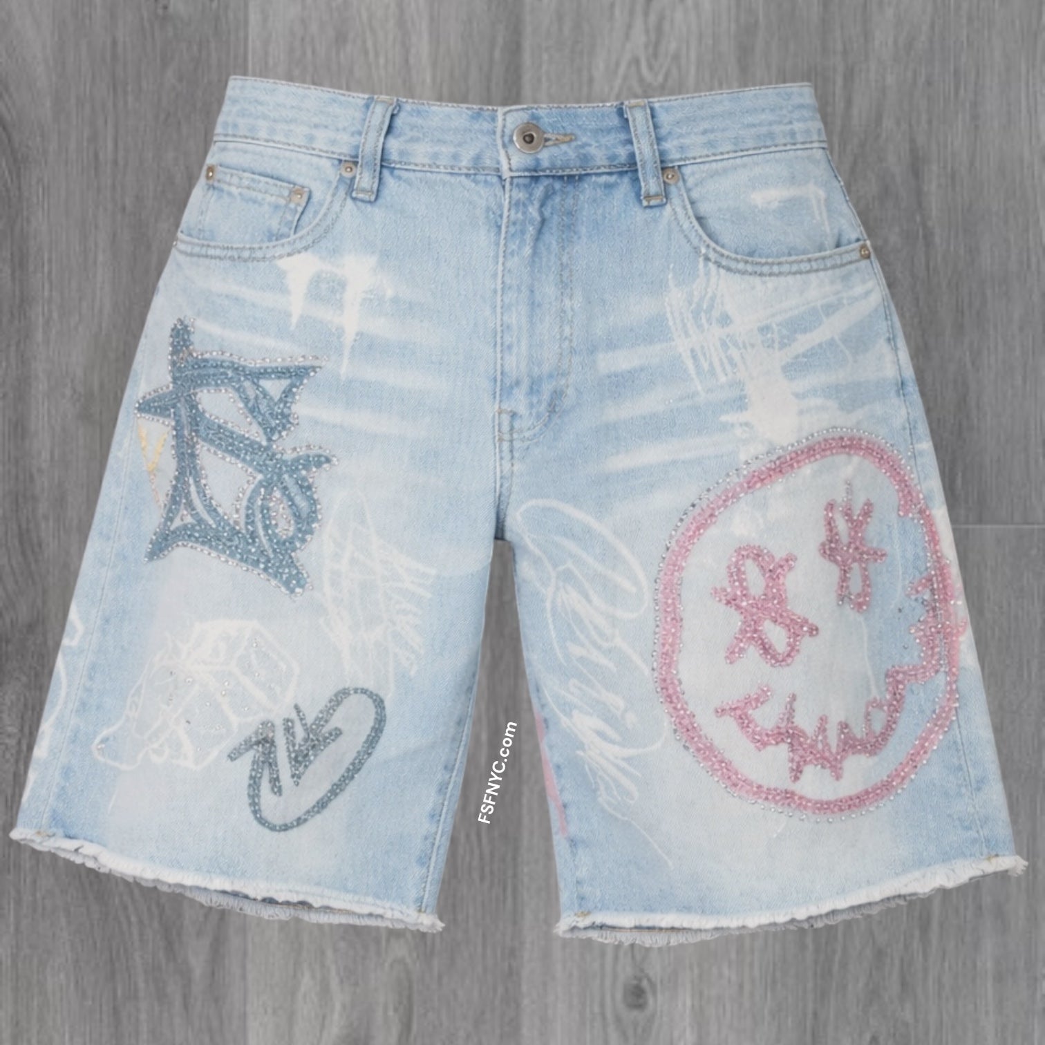 Rise - Crash Denim Shorts - K.Blue - s425