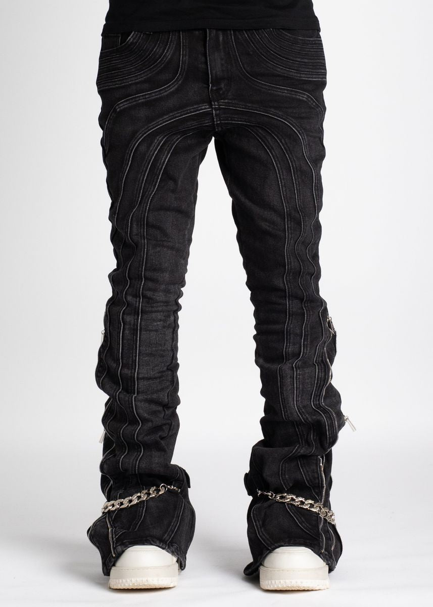 Guapi Stacked Iron Grey Chain  Black Denim 193IG