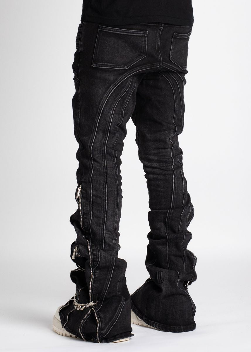 Guapi Stacked Iron Grey Chain  Black Denim 193IG