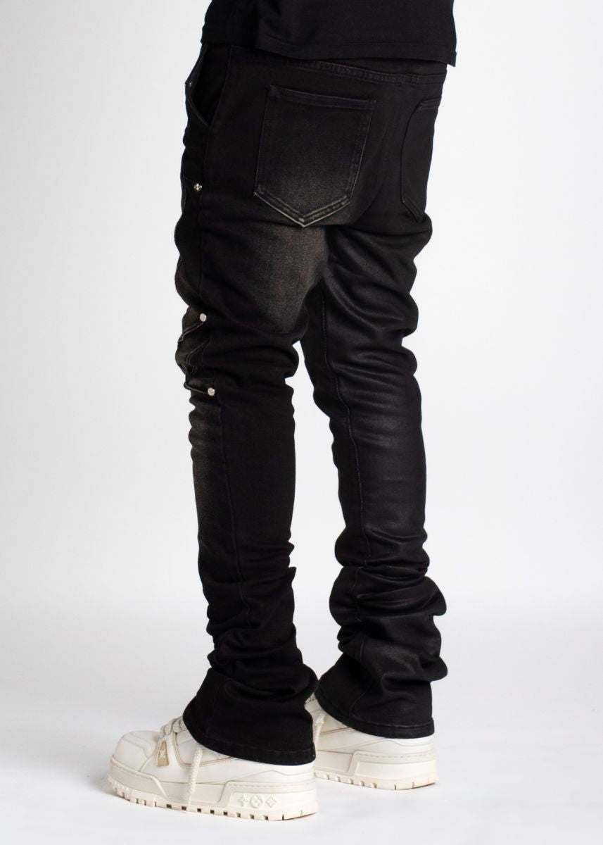 Guapi Waxed Stacked split Black Denim 194ws